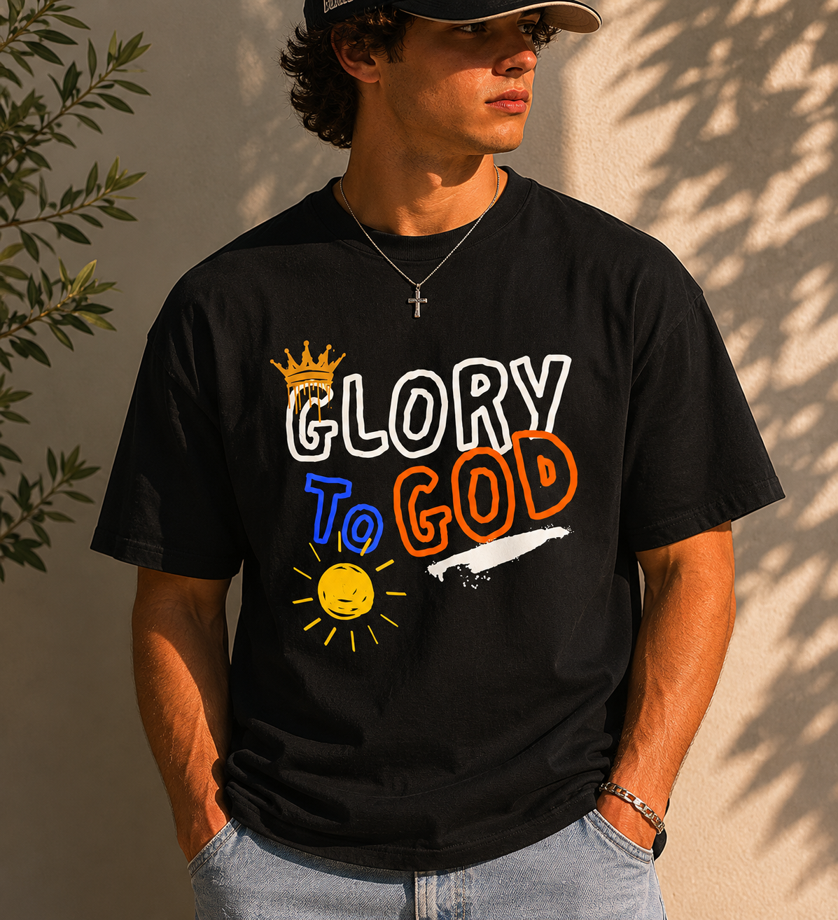 Glory to God T-Shirt — Comfort Colors 1717 Graffiti Christian Tee for Men | Romans 11:36