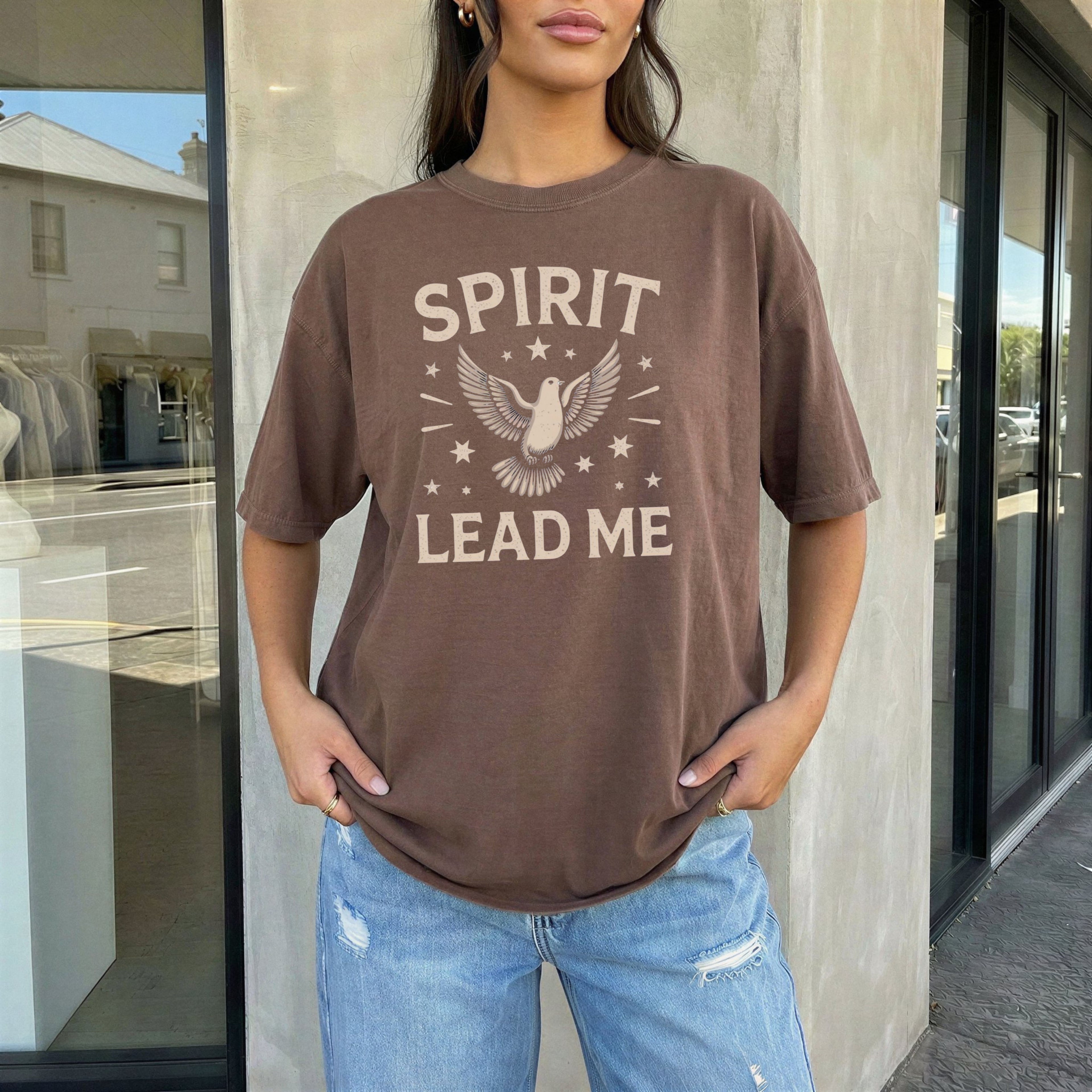 Spirit Lead Me T-Shirt — Comfort Colors 1717 Holy Spirit Dove Christian Tee | Unisex