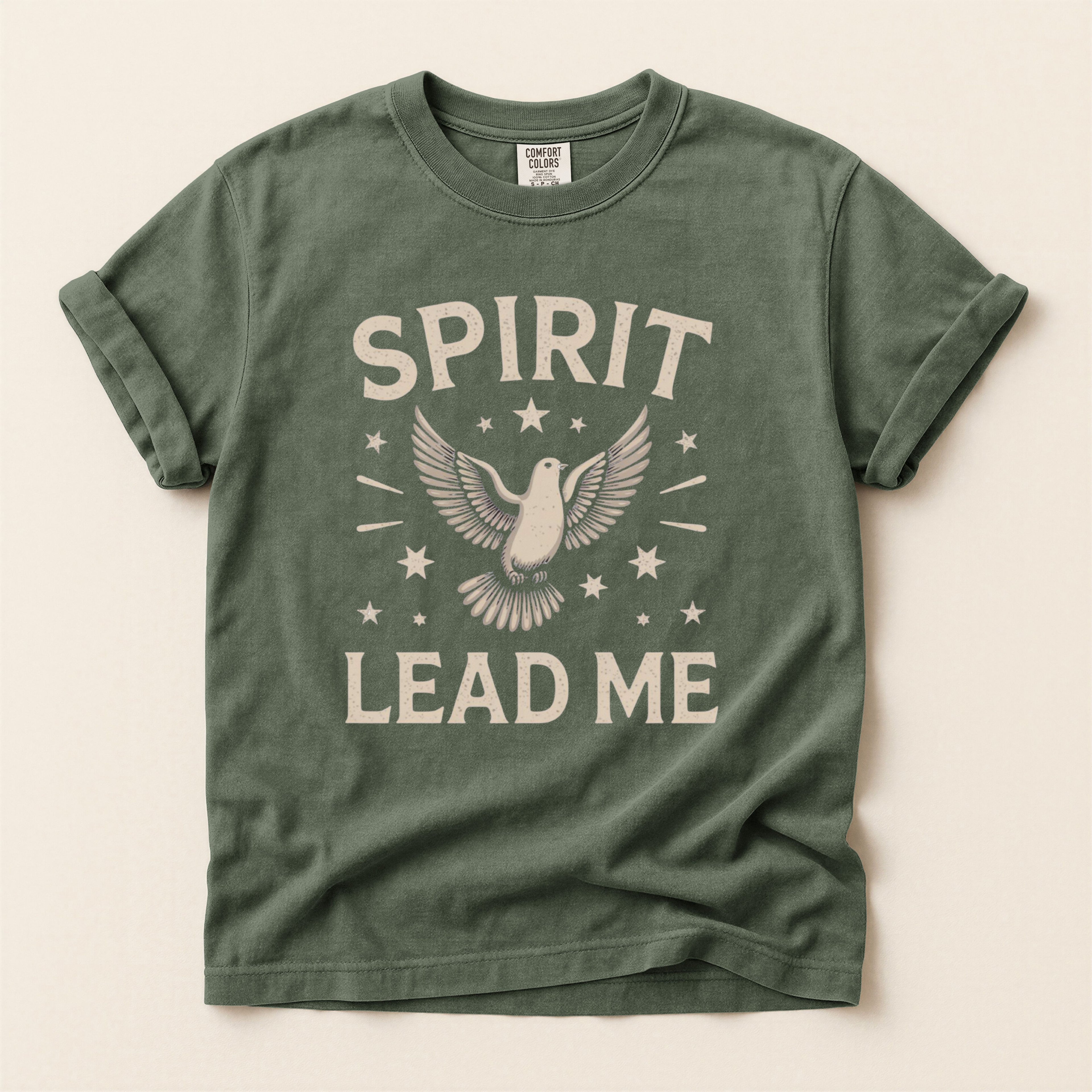 Spirit Lead Me T-Shirt — Comfort Colors 1717 Holy Spirit Dove Christian Tee | Unisex