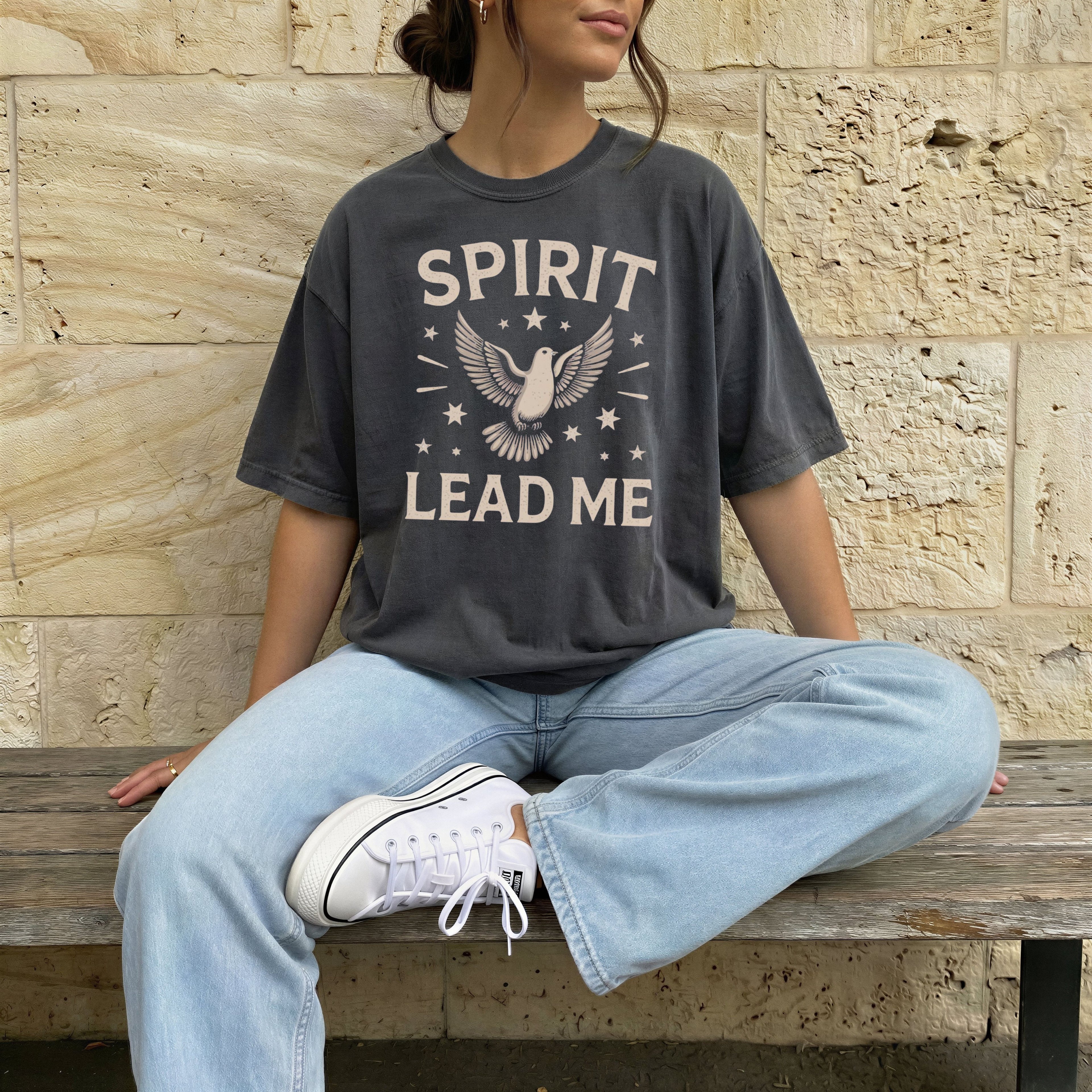 Spirit Lead Me T-Shirt — Comfort Colors 1717 Holy Spirit Dove Christian Tee | Unisex