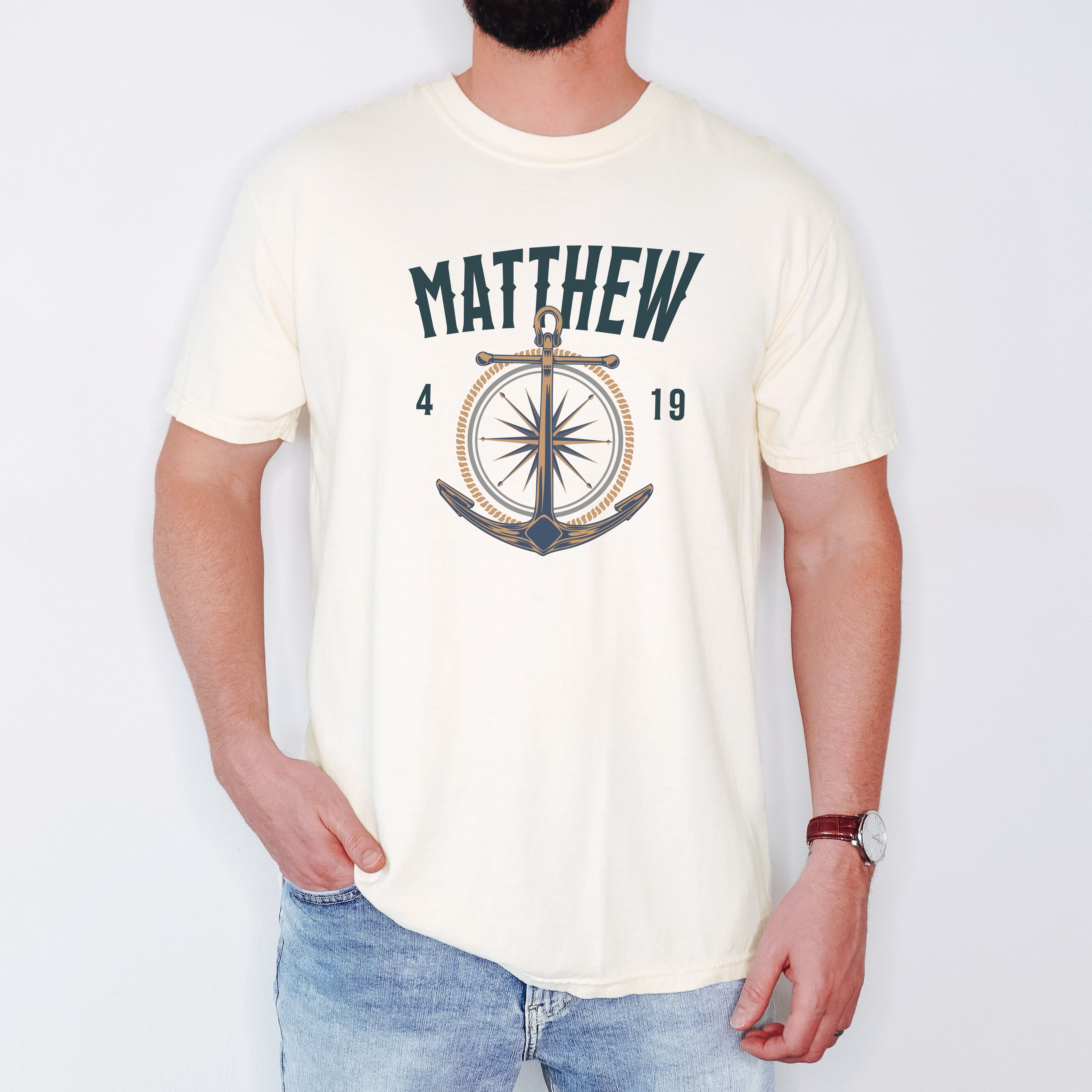 Fishers of Men T-Shirt — Men's Comfort Colors 1717 Nautical Christian Tee | Matthew 4:19