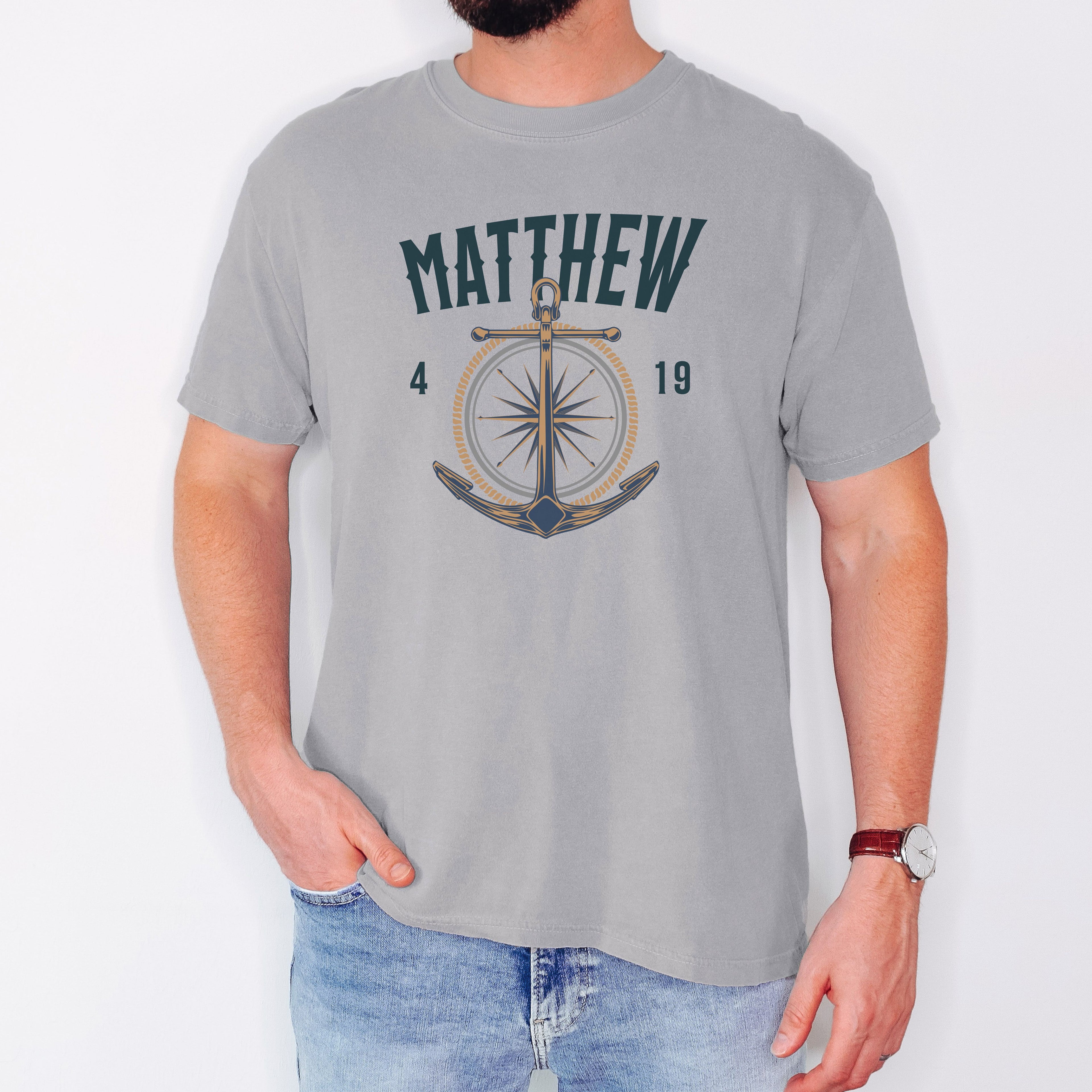 Fishers of Men T-Shirt — Men's Comfort Colors 1717 Nautical Christian Tee | Matthew 4:19