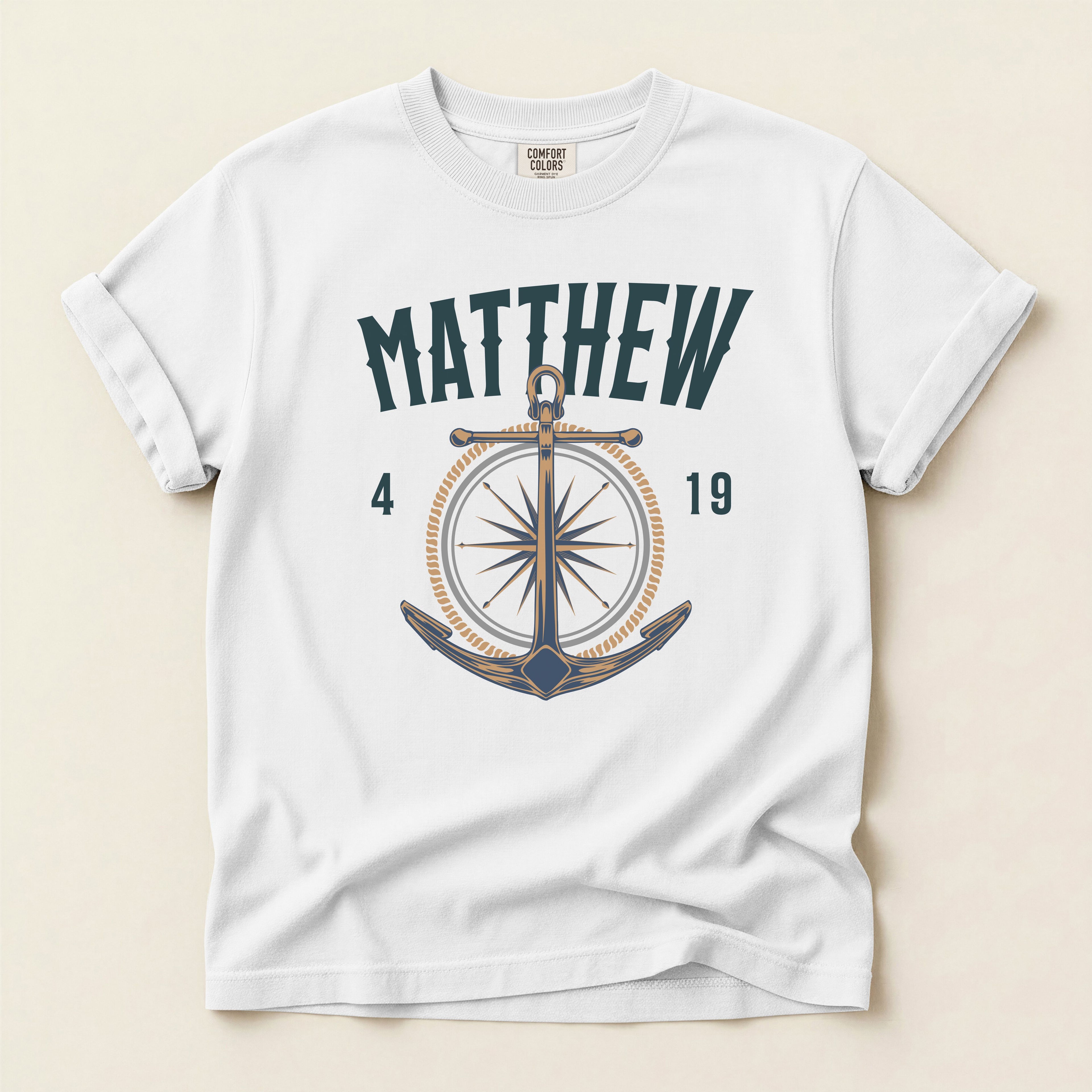 Fishers of Men T-Shirt — Men's Comfort Colors 1717 Nautical Christian Tee | Matthew 4:19