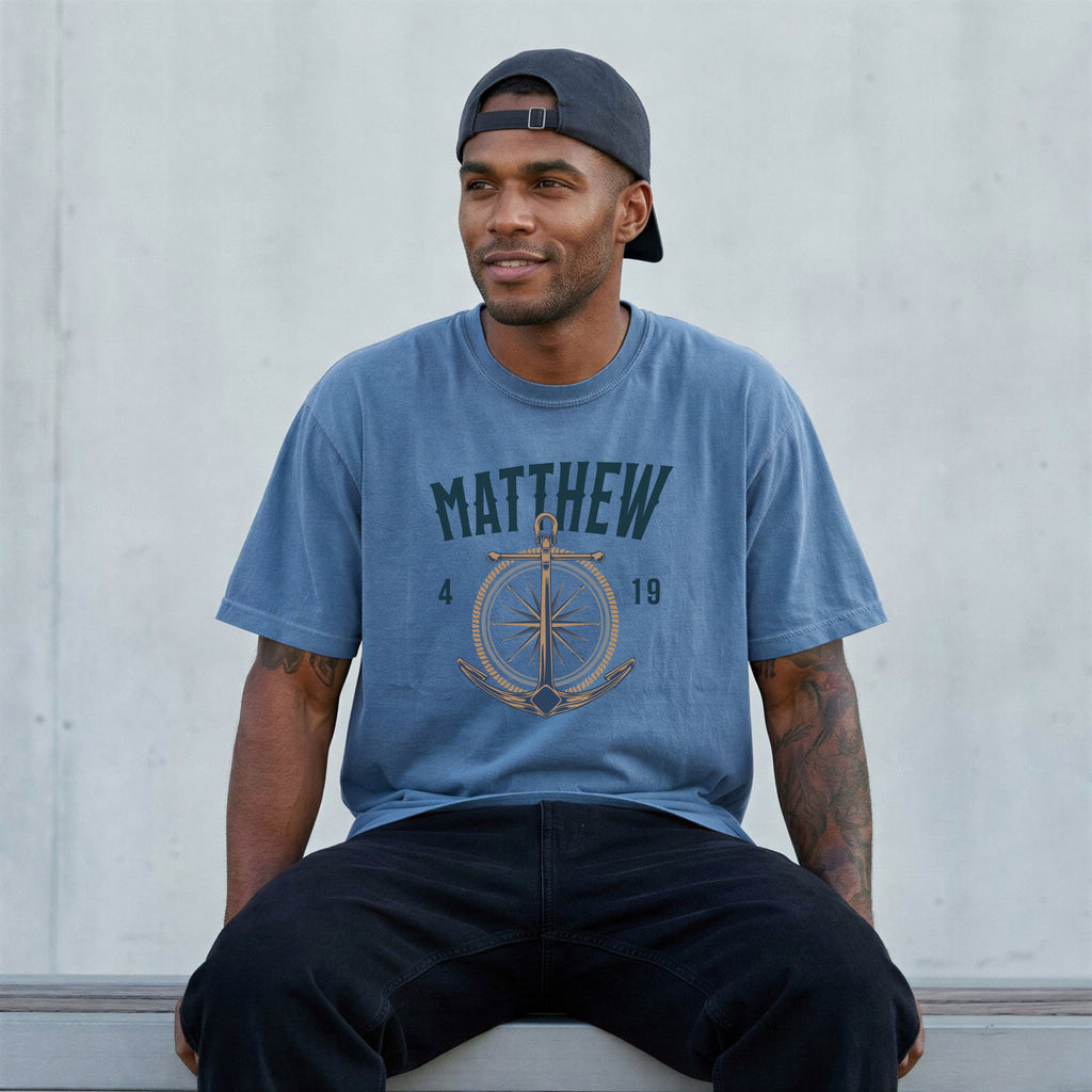 Fishers of Men T-Shirt — Men's Comfort Colors 1717 Nautical Christian Tee | Matthew 4:19