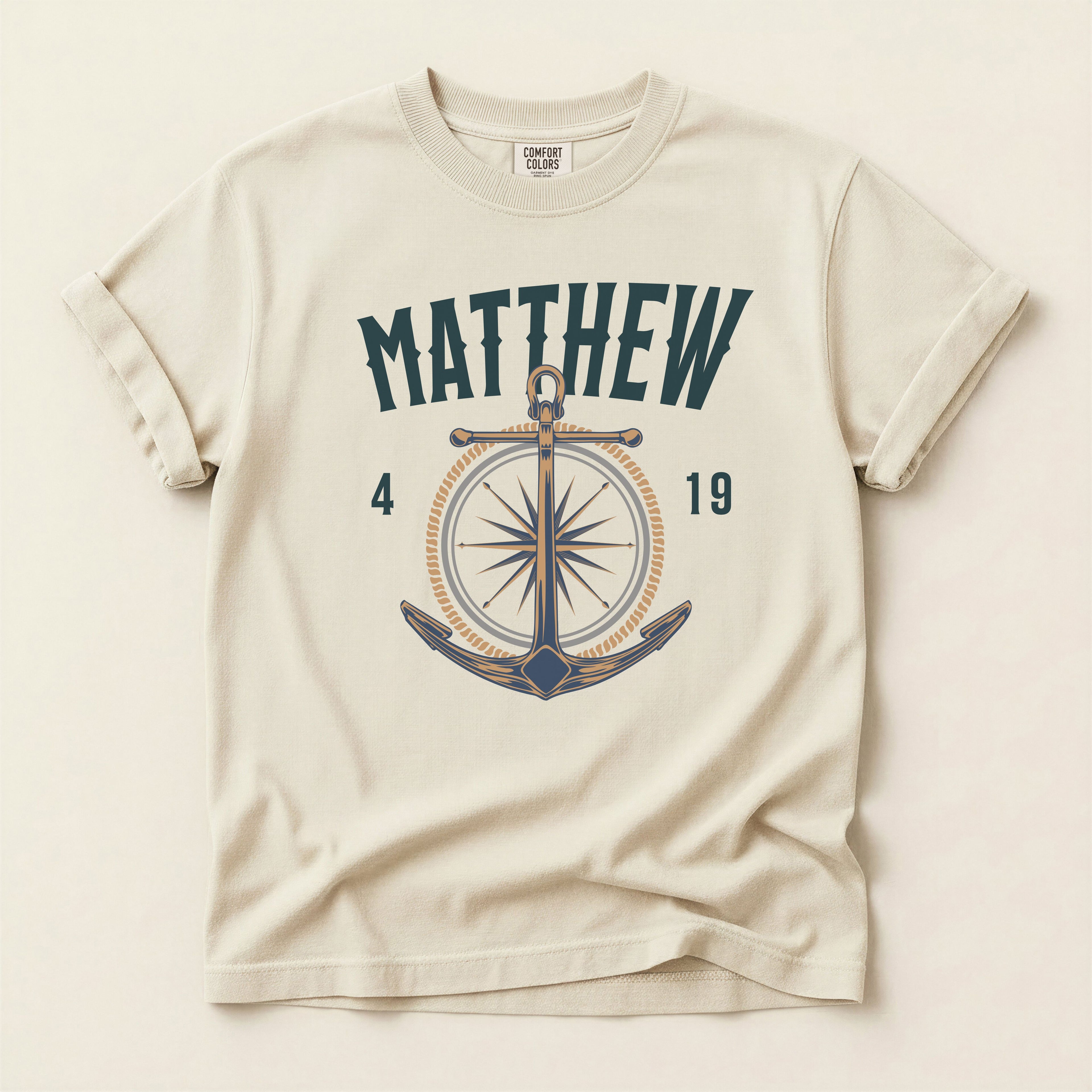 Fishers of Men T-Shirt — Men's Comfort Colors 1717 Nautical Christian Tee | Matthew 4:19