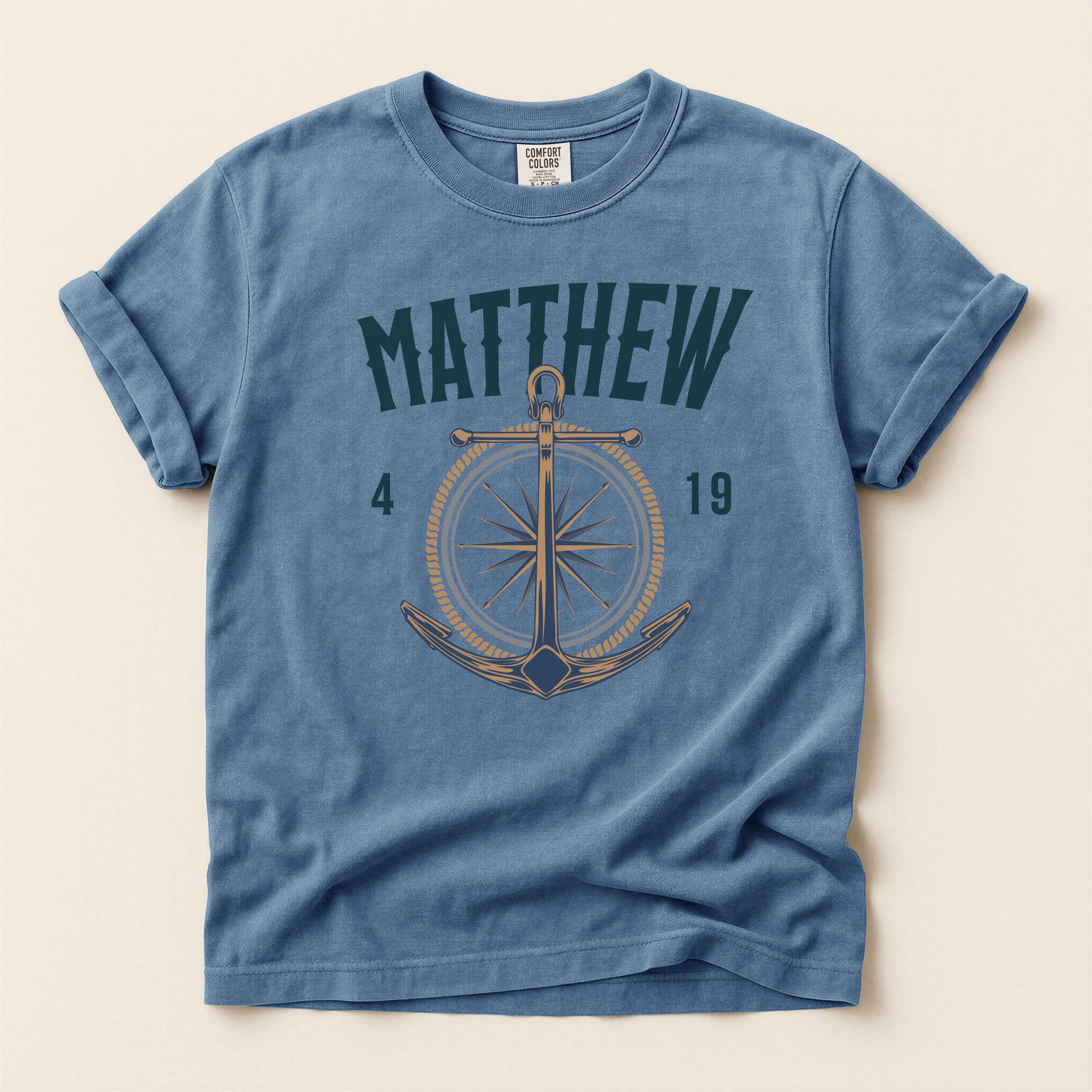 Fishers of Men T-Shirt — Men's Comfort Colors 1717 Nautical Christian Tee | Matthew 4:19