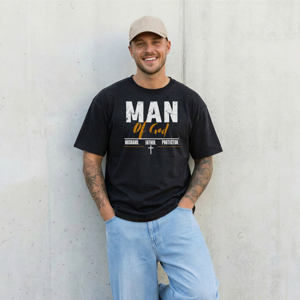 Man of God T-Shirt — Comfort Colors 1717 Christian Men's Tee | Husband Father Protector