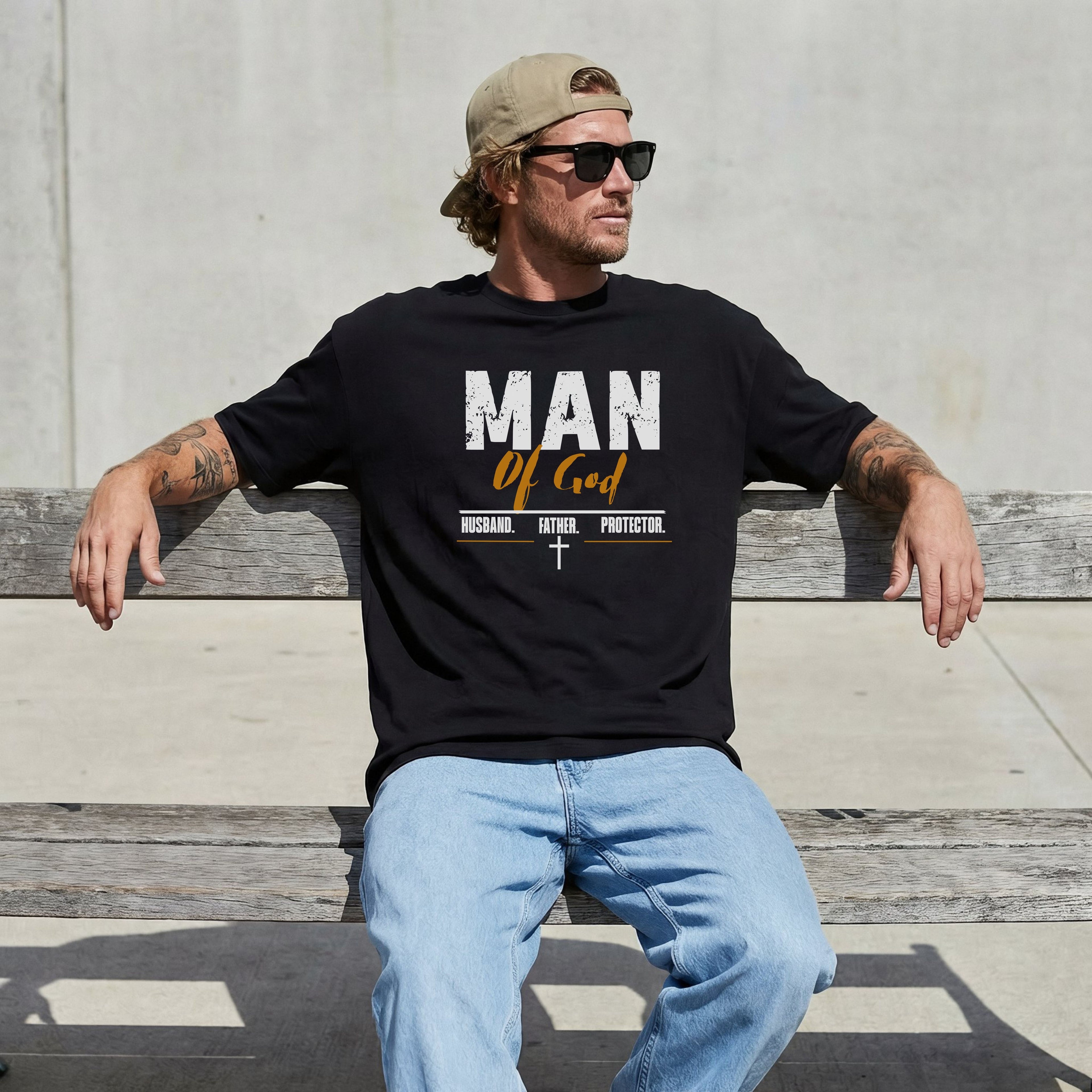 Man of God T-Shirt — Comfort Colors 1717 Christian Men's Tee | Husband Father Protector