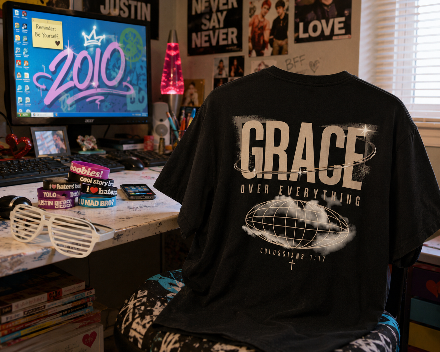 Grace Over Everything Tee — 2010s Streetwear Colossians 1:17 Comfort Colors T-Shirt