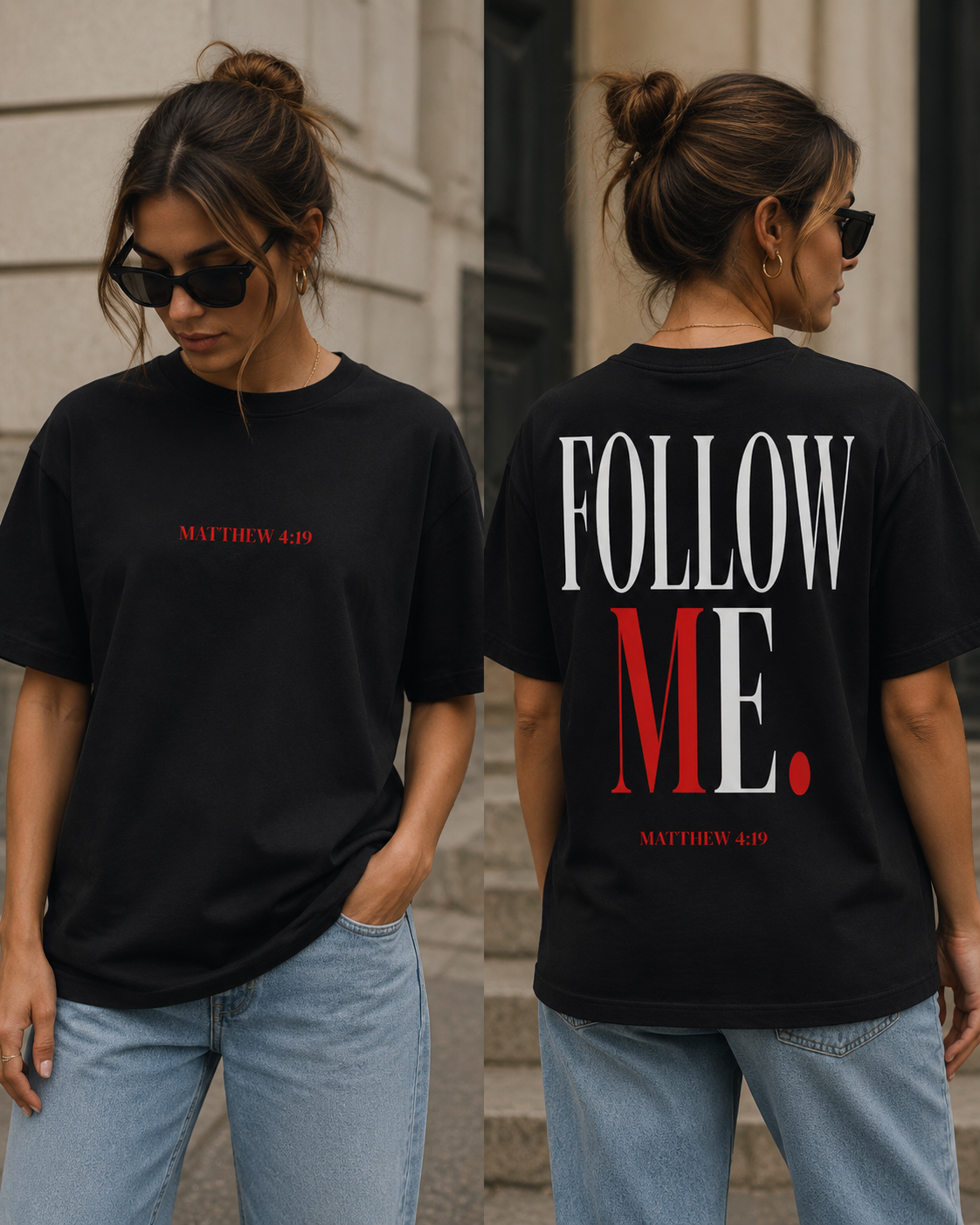 Follow Me— Matthew 4:19 Words of Christ Shirt