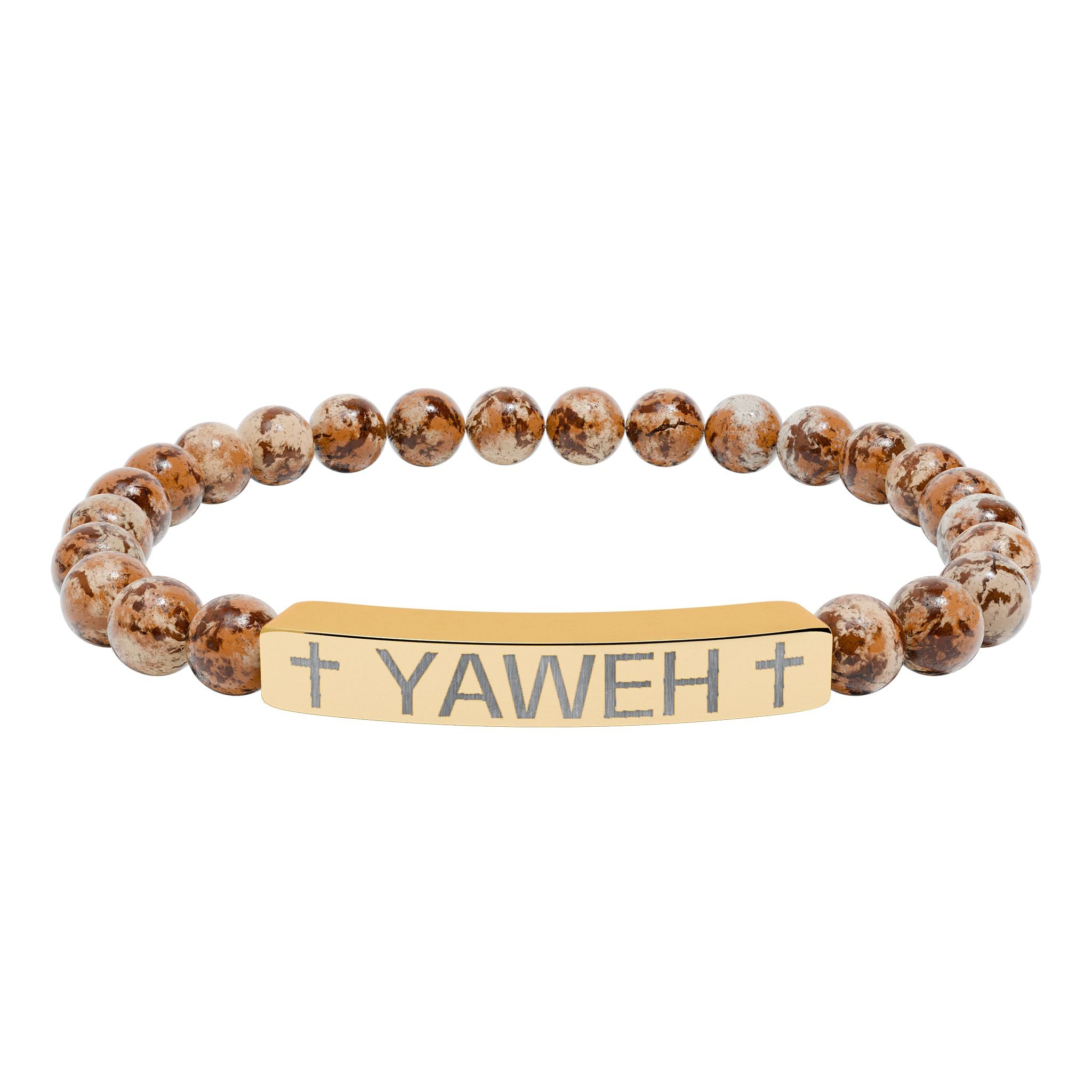 Yaweh Engraved Natural Stone Stretch Bracelet
