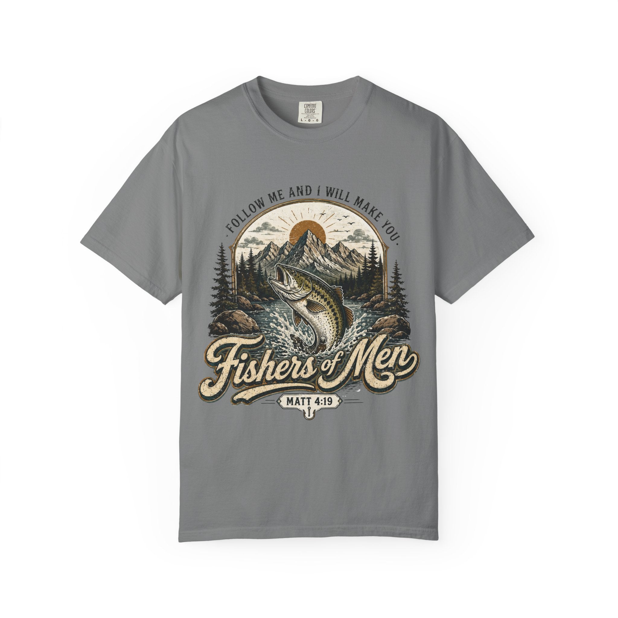 Fishers of Men T-Shirt — Garment-Dyed Christian Fishing Tee | Follow Me Matthew 4:19