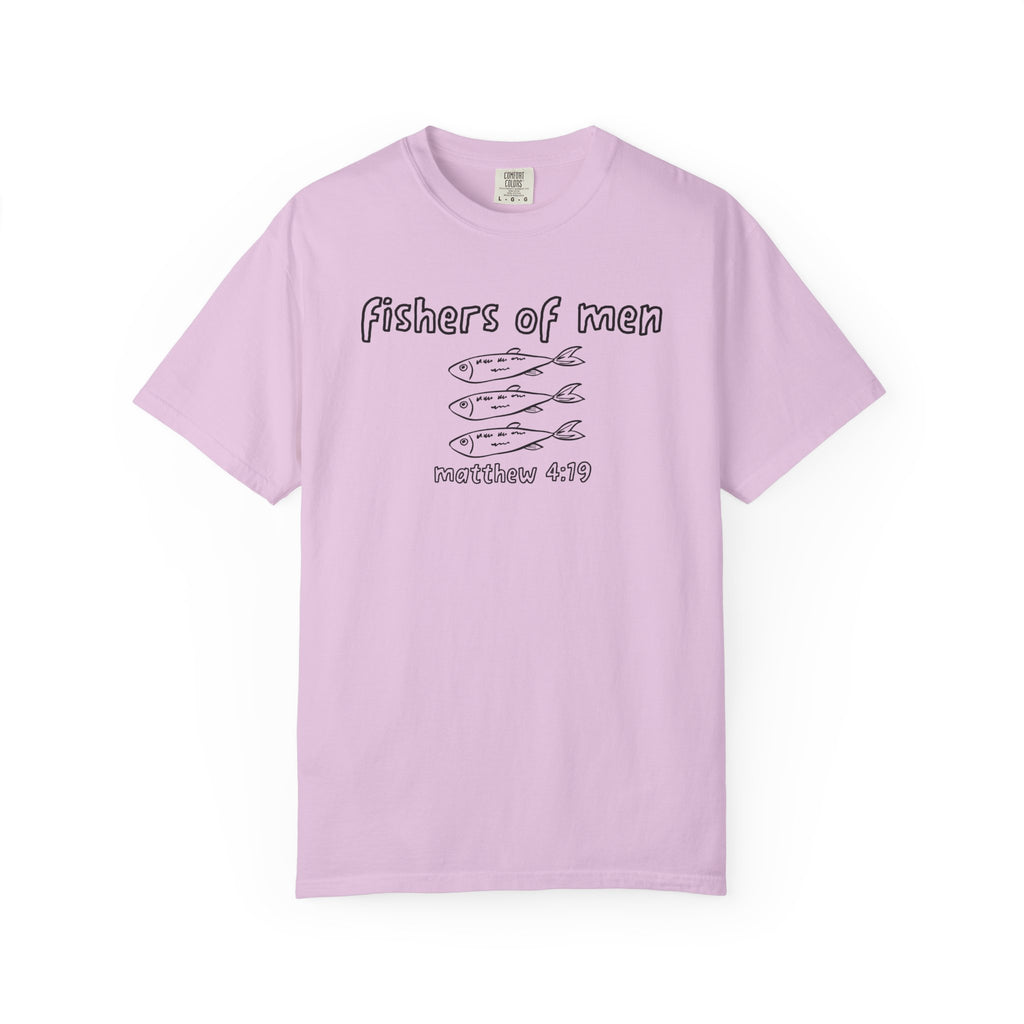 Fishers of Men T-Shirt — Comfort Colors 1717 Hand-Drawn Sketch Christian Tee | Matthew 4:19
