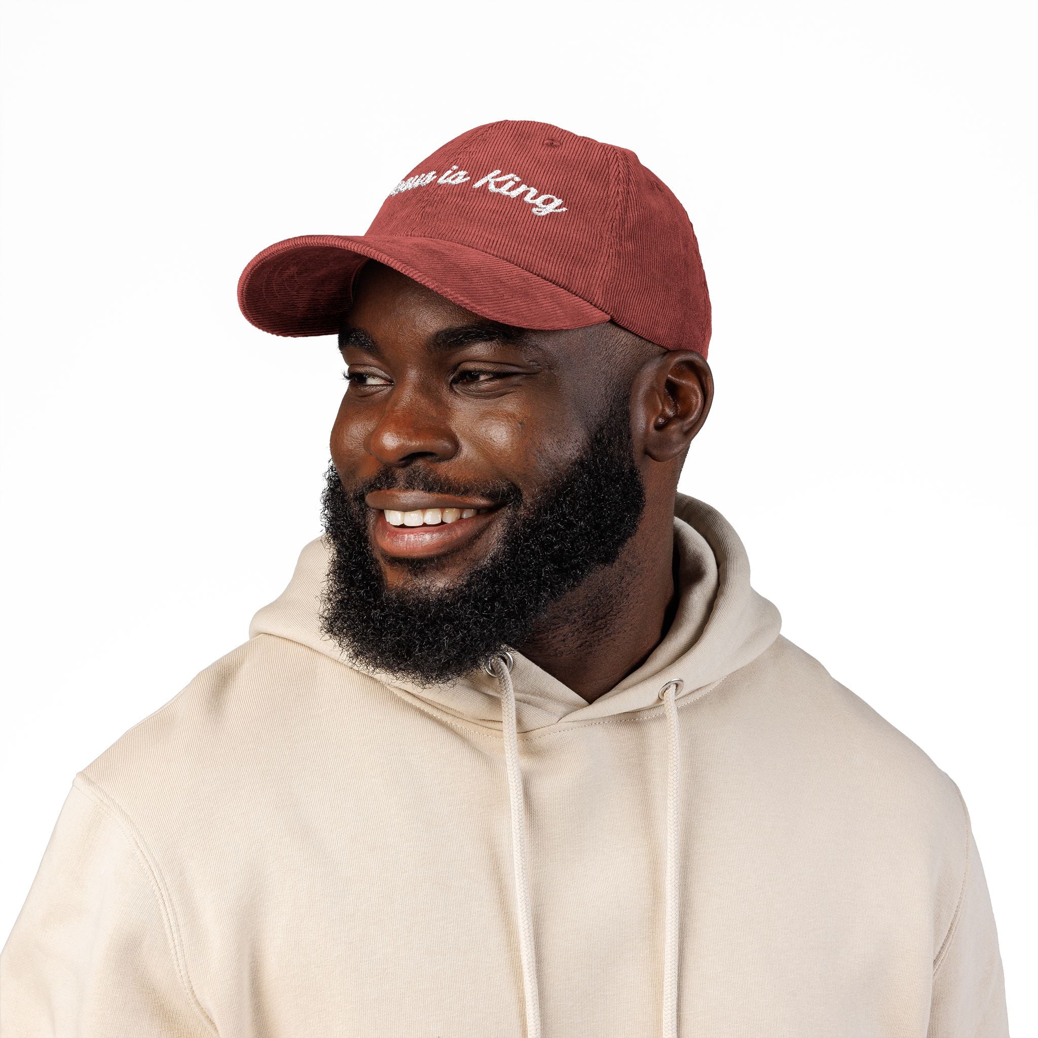 Jesus is King Hat — Vintage Corduroy Christian Cap | Embroidered Script Faith Hat