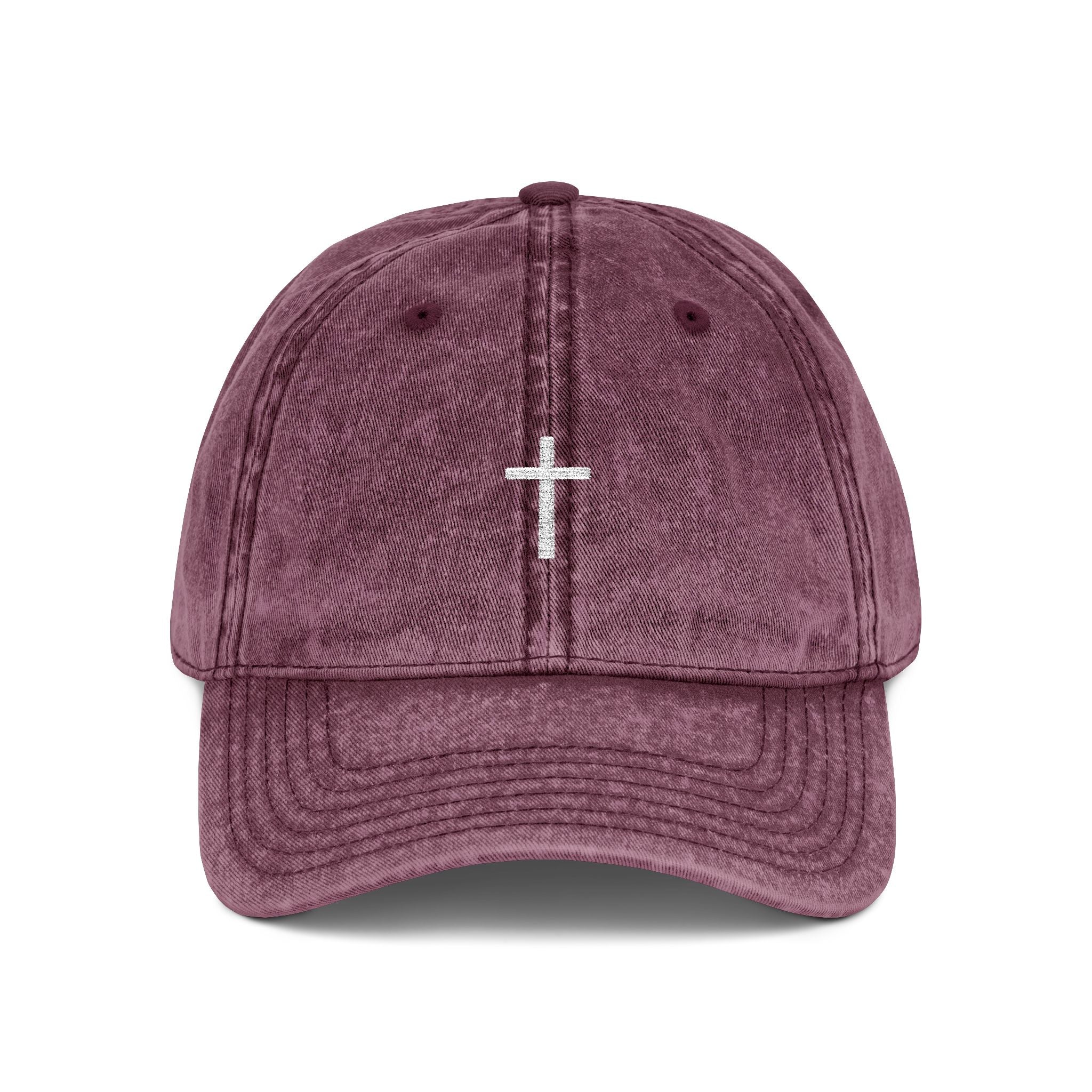 Vintage Cross Dad Hat — Women's Christian Embroidered Cap | Washed Faith Hat