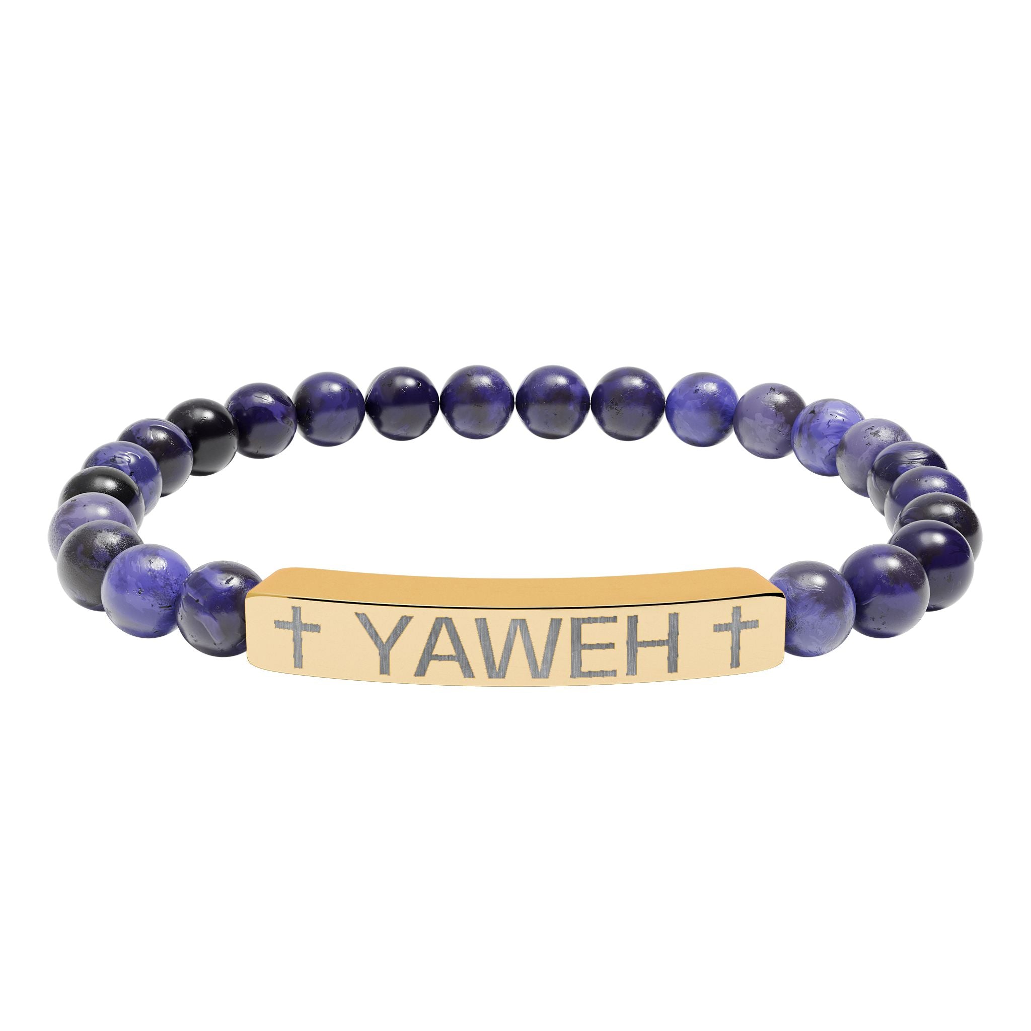 Yaweh Engraved Natural Stone Stretch Bracelet