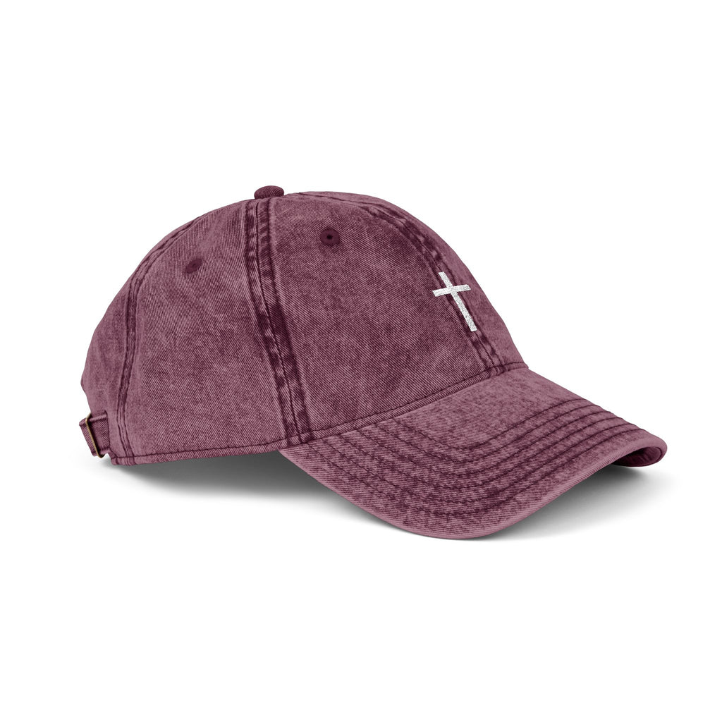Vintage Cross Dad Hat — Women's Christian Embroidered Cap | Washed Faith Hat