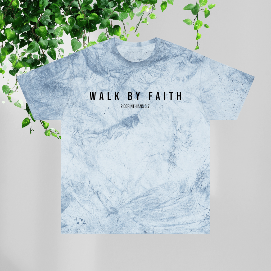 Walk By Faith Color Blast T-Shirt — Women's Tie-Dye Christian Tee | 2 Corinthians 5:7