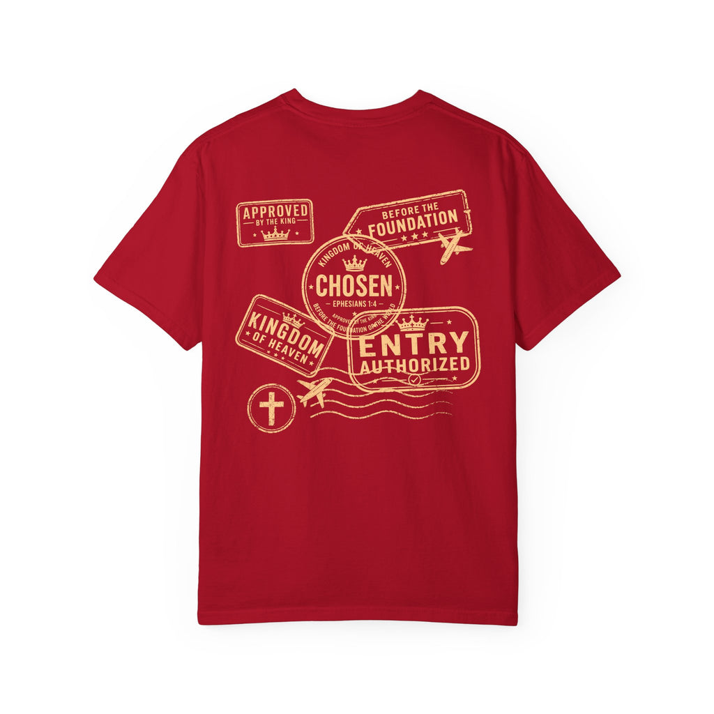 Chosen Tee — Ephesians 1:4 Kingdom of Heaven Passport Stamp Comfort Colors T-Shirt