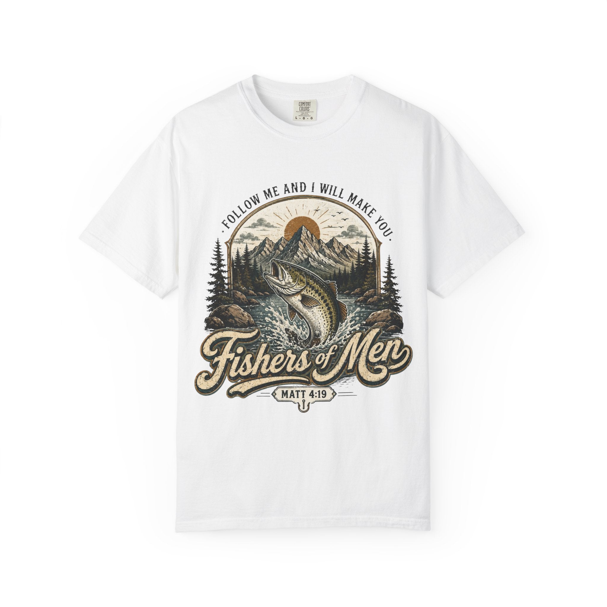 Fishers of Men T-Shirt — Garment-Dyed Christian Fishing Tee | Follow Me Matthew 4:19
