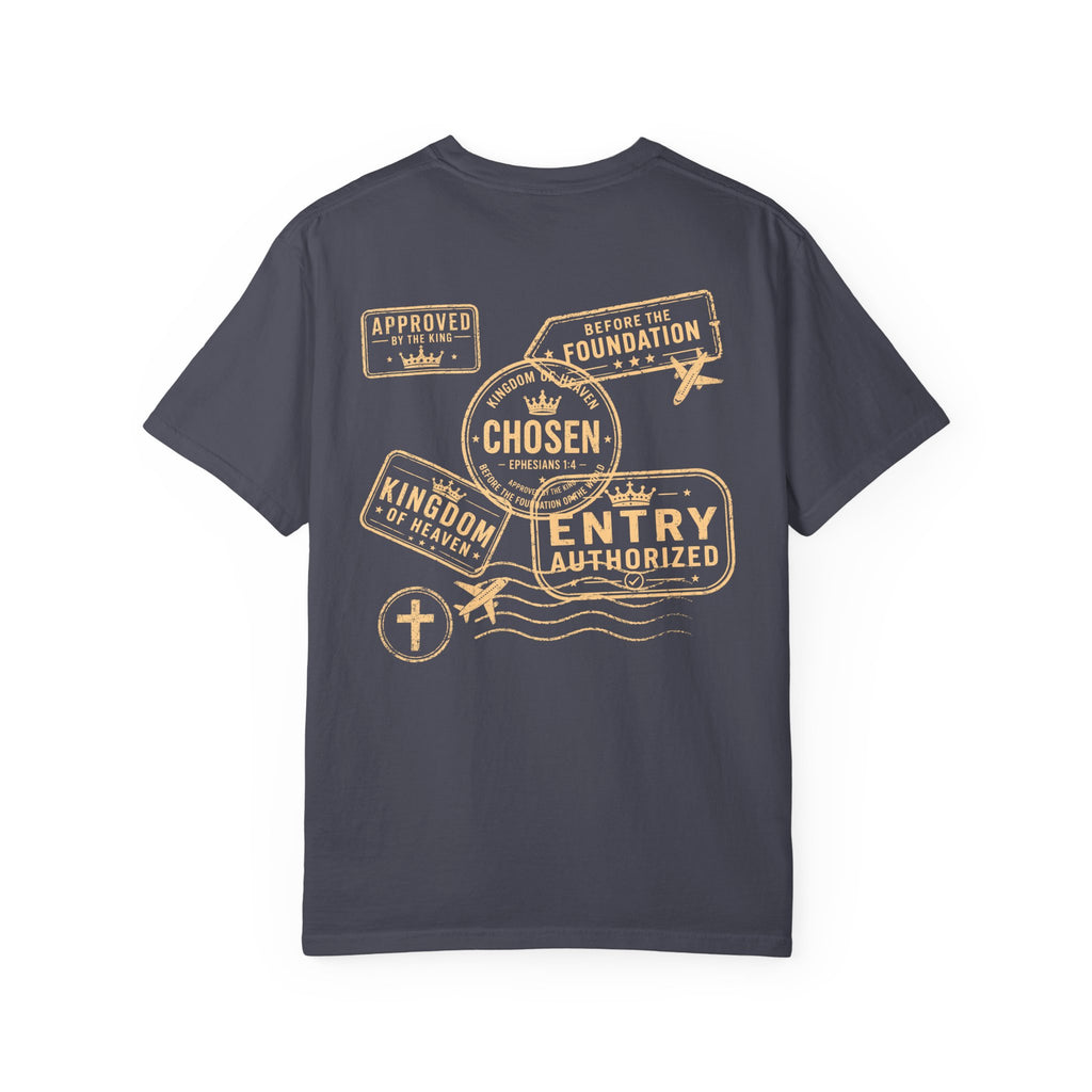 Chosen Tee — Ephesians 1:4 Kingdom of Heaven Passport Stamp Comfort Colors T-Shirt