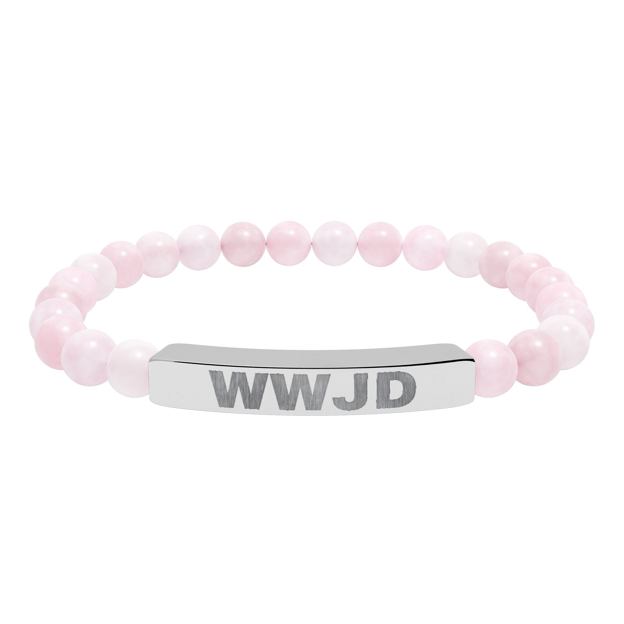 WWJD Engraved Natural Stone Stretch Bar Bracelet