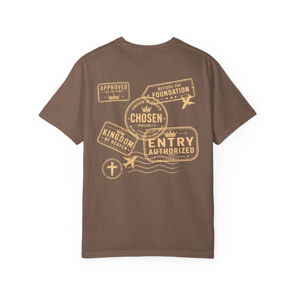Chosen Tee — Ephesians 1:4 Kingdom of Heaven Passport Stamp Comfort Colors T-Shirt