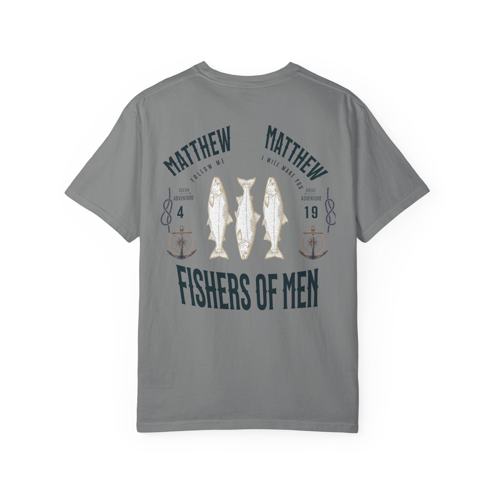 Fishers of Men T-Shirt — Men's Comfort Colors 1717 Nautical Christian Tee | Matthew 4:19