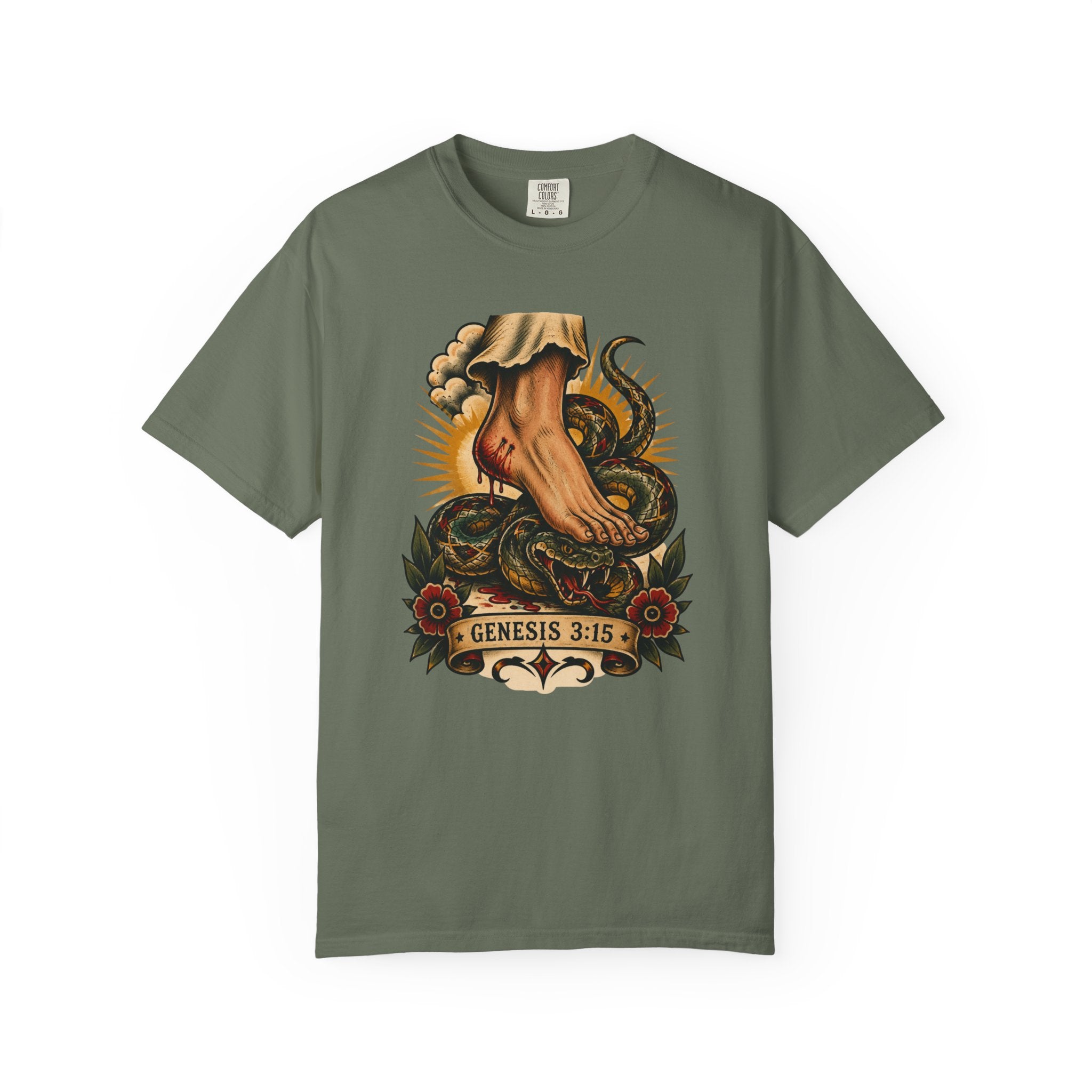 Protoevangelium Genesis 3:15 Tee — Crushed Serpent Comfort Colors T-Shirt