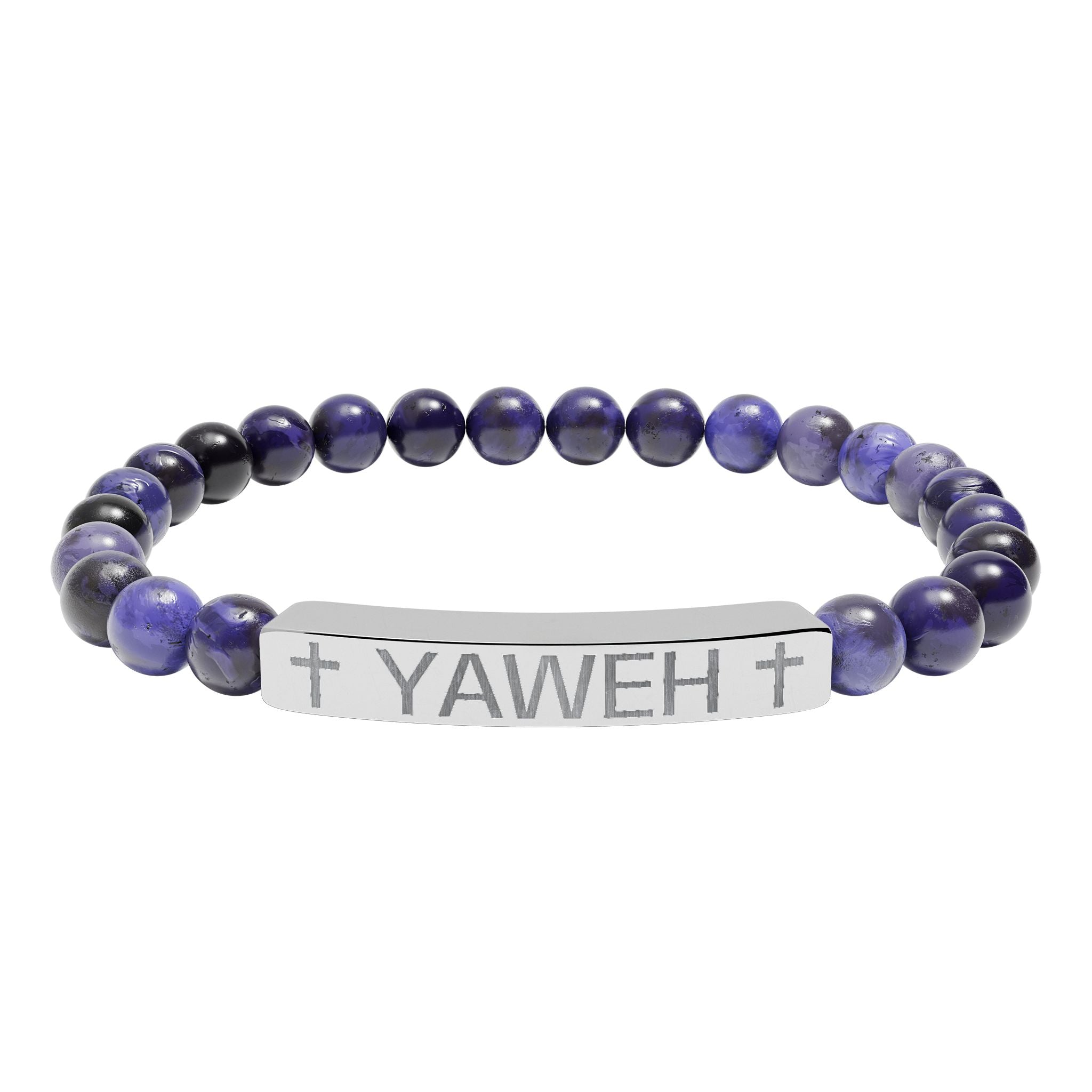 Yaweh Engraved Natural Stone Stretch Bracelet
