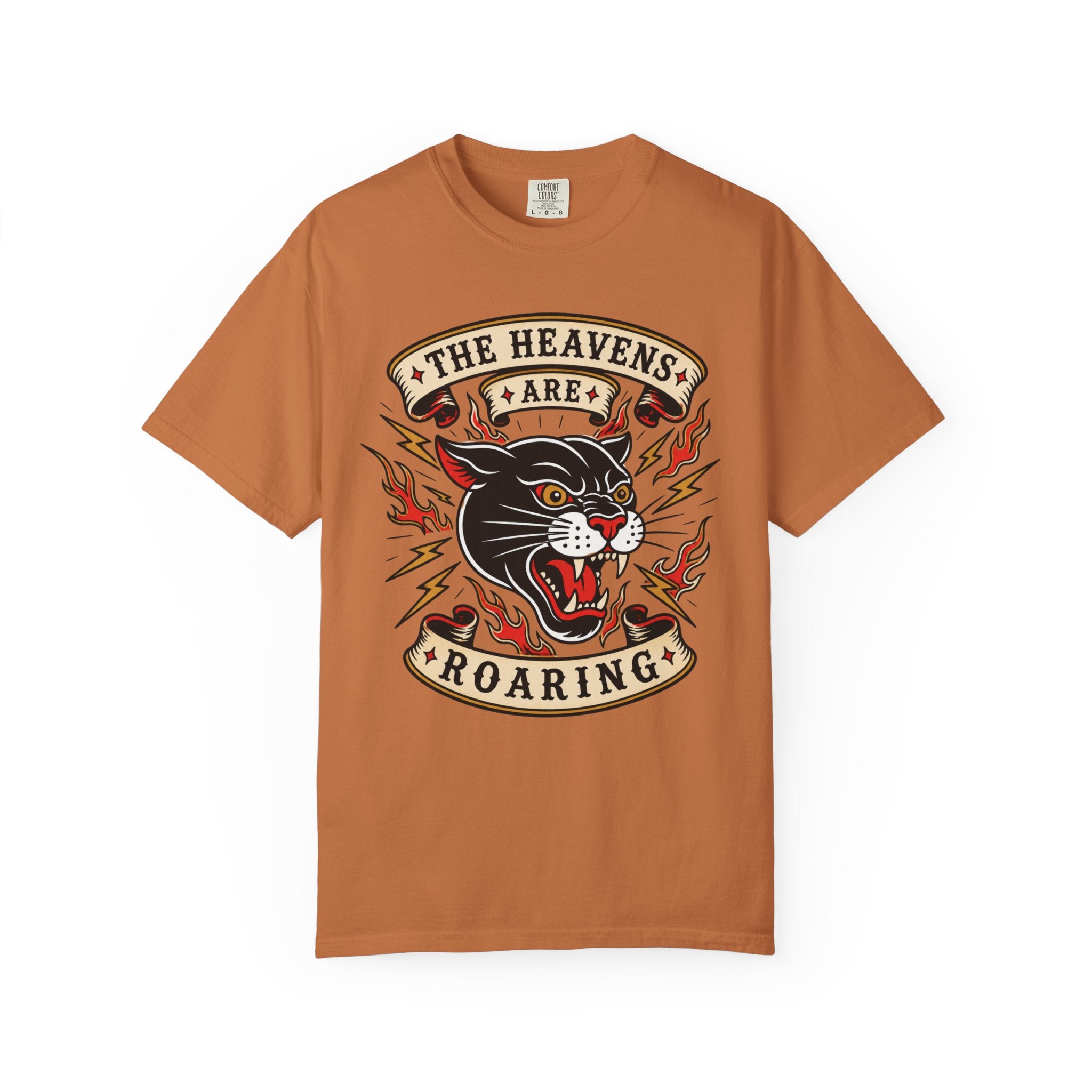 The Heavens Are Roaring Tee — American Traditional Tattoo Panther Jeremiah 10:13 Comfort Colors T-Shirt