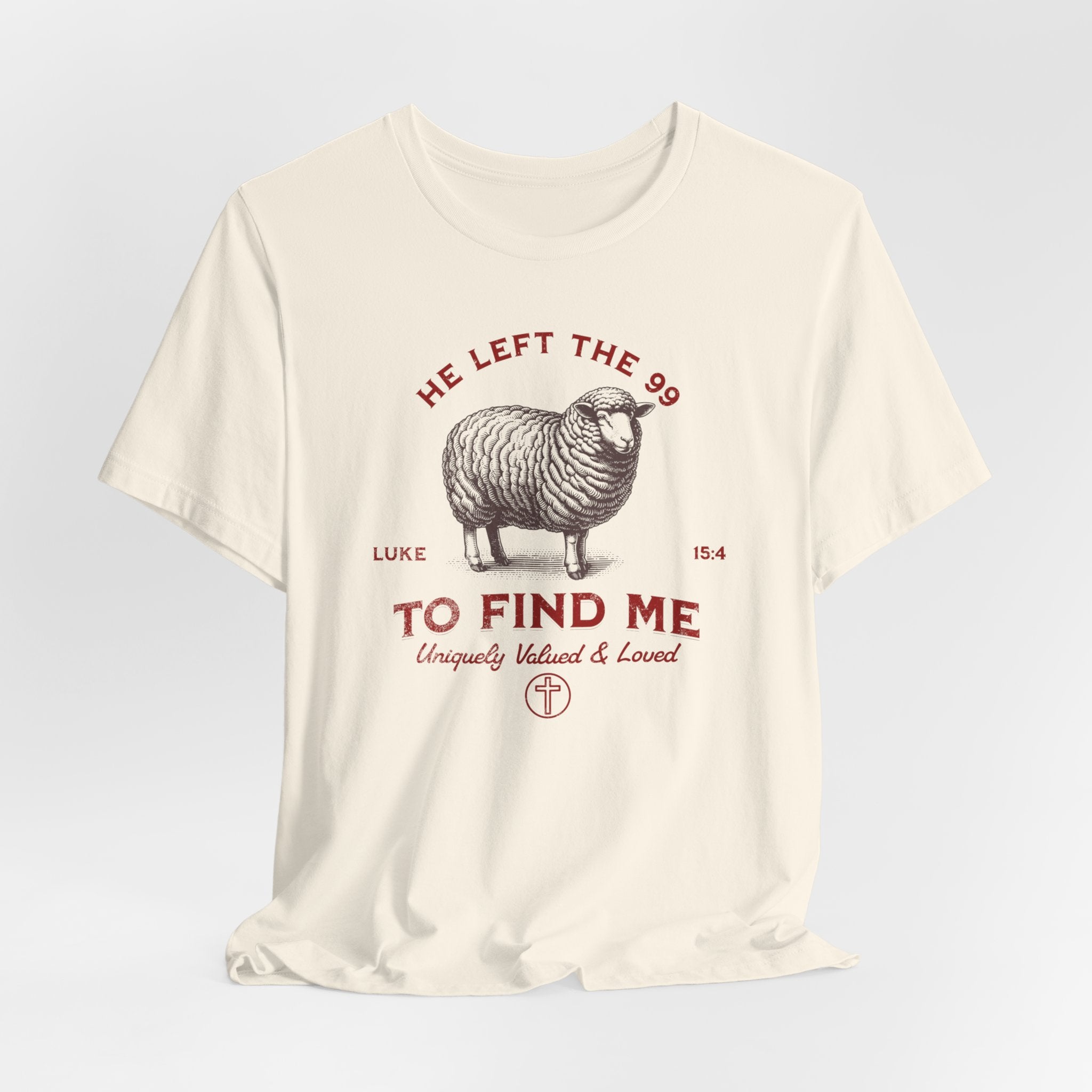 Bella-Canvas He Left the 99 To Find Me T-Shirt — Comfort Colors 1717 Christian Tee | Luke 15:4