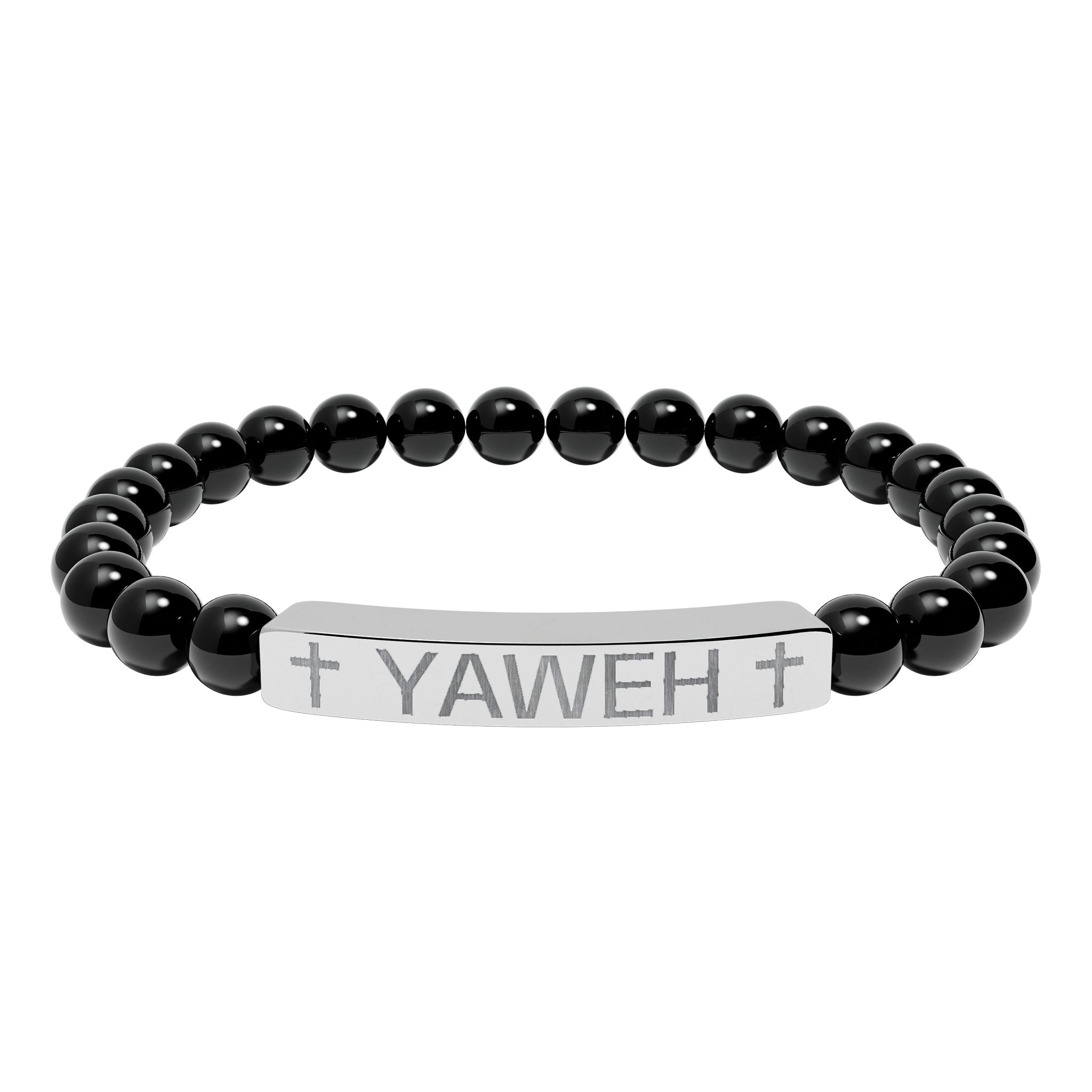 Yaweh Engraved Natural Stone Stretch Bracelet
