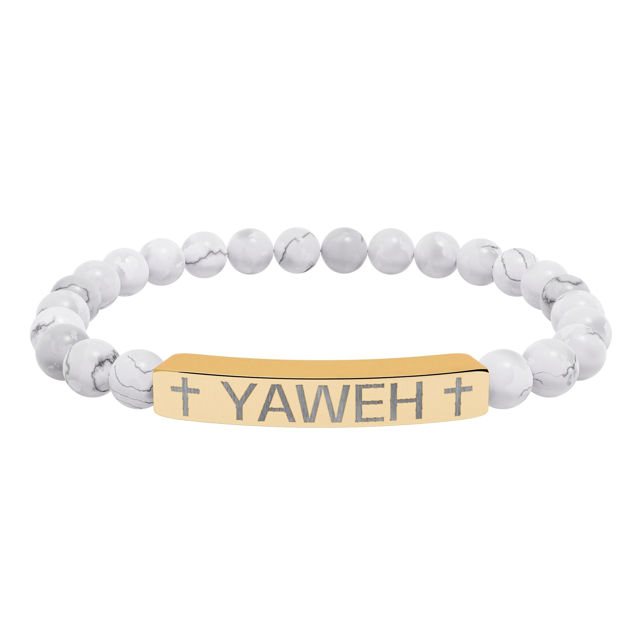 Yaweh Engraved Natural Stone Stretch Bracelet