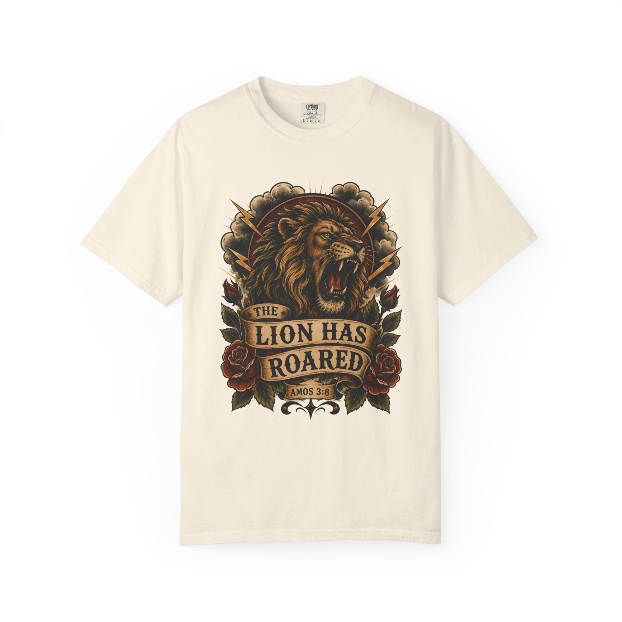 The Lion Has Roared Tee — Lion of Judah Christian Tattoo Shirt