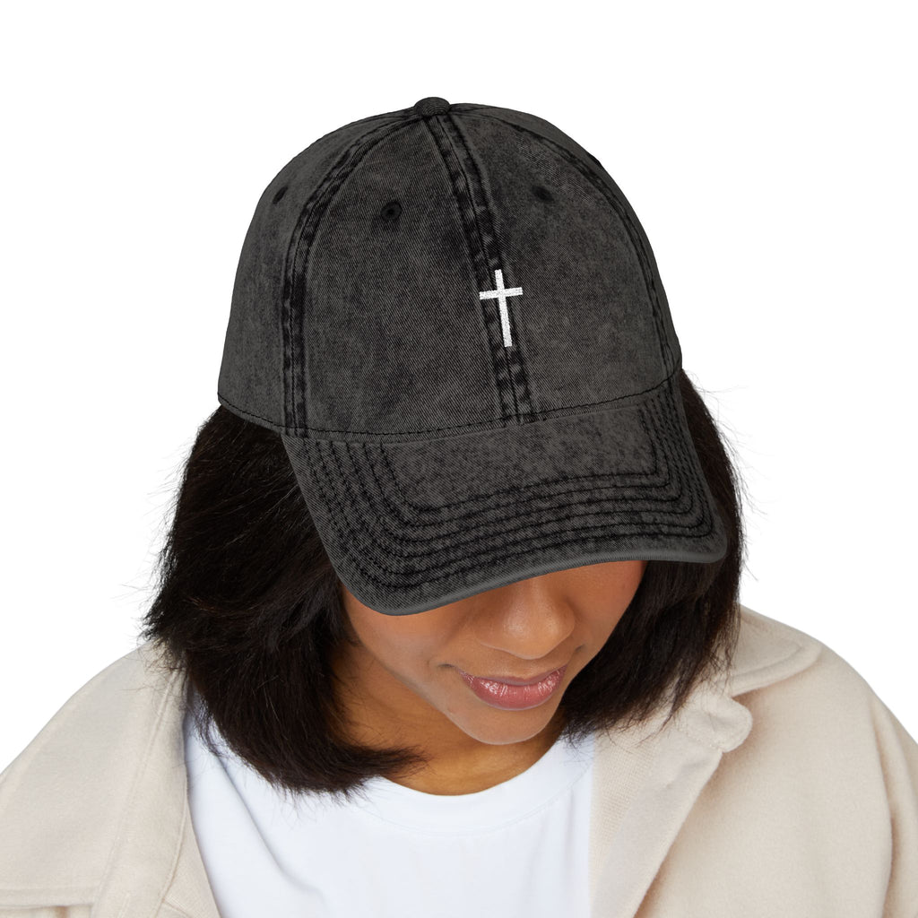 Vintage Cross Dad Hat — Women's Christian Embroidered Cap | Washed Faith Hat