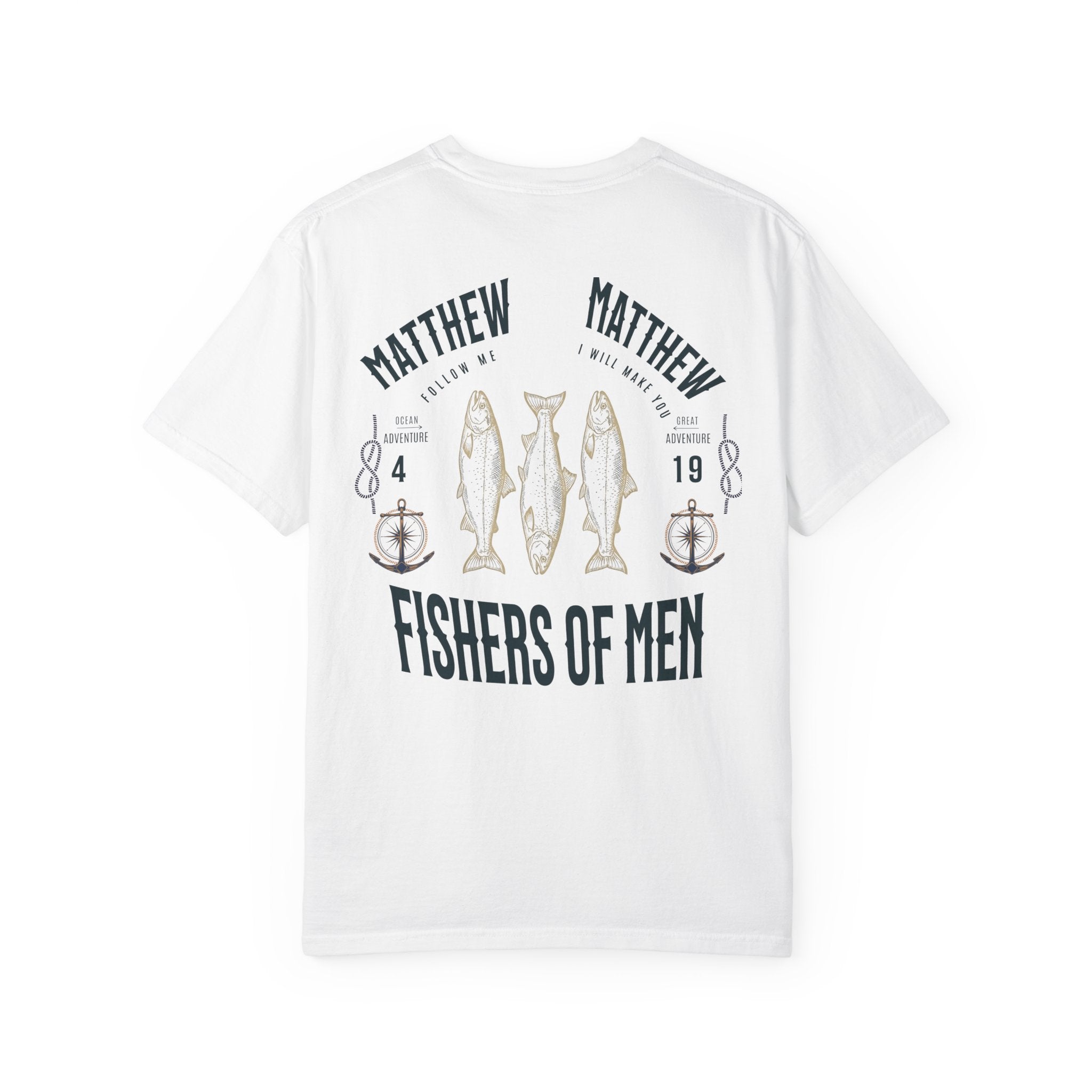 Fishers of Men T-Shirt — Men's Comfort Colors 1717 Nautical Christian Tee | Matthew 4:19