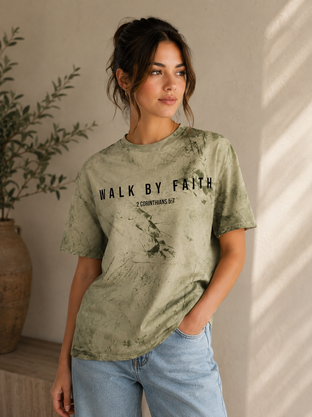 Walk By Faith Color Blast T-Shirt — Women's Tie-Dye Christian Tee | 2 Corinthians 5:7