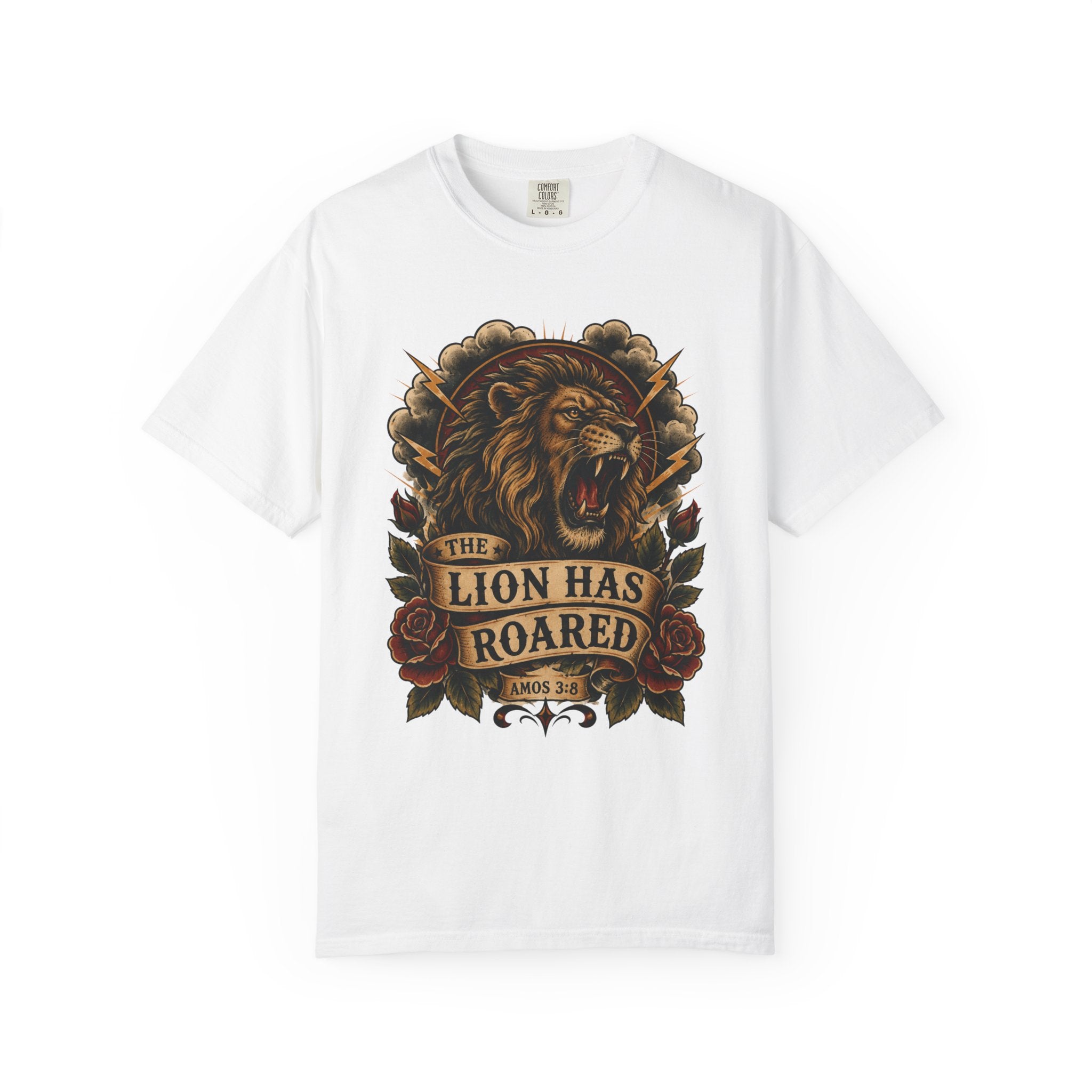 The Lion Has Roared Tee — Lion of Judah Christian Tattoo Shirt
