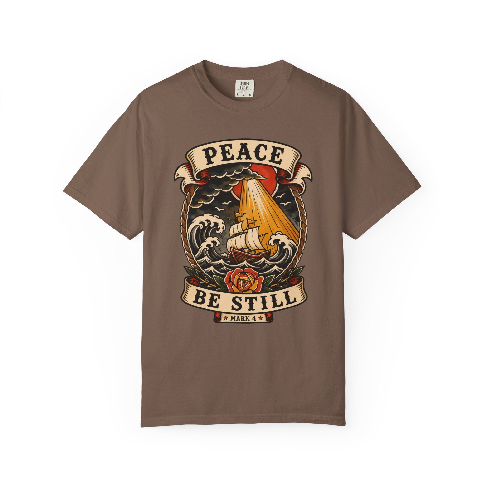 Peace Be Still Tee — Storm Ship Christian Tattoo Shirt