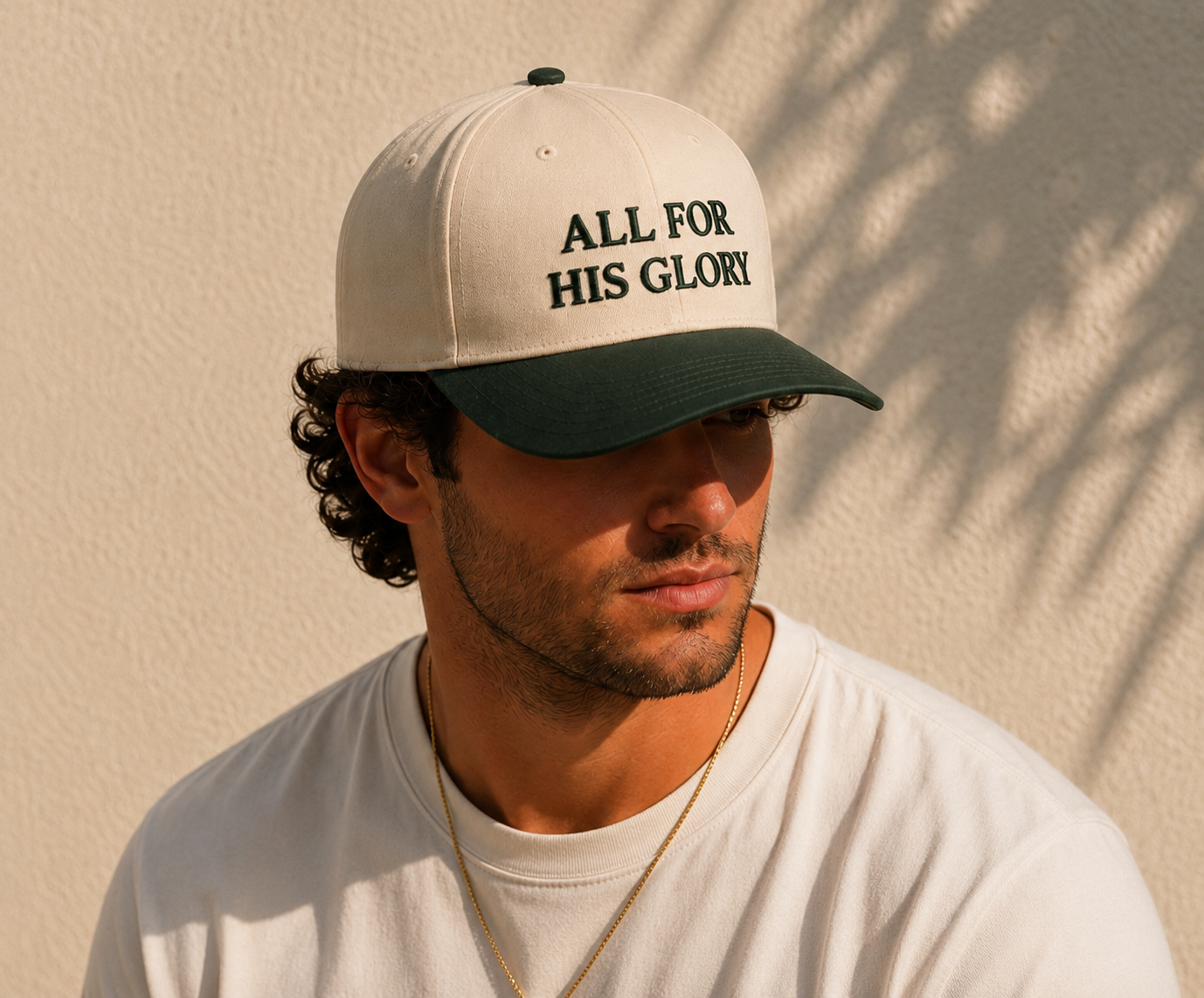 All for His Glory Hat — Christian Embroidered Mid Profile Cap | Loud About God