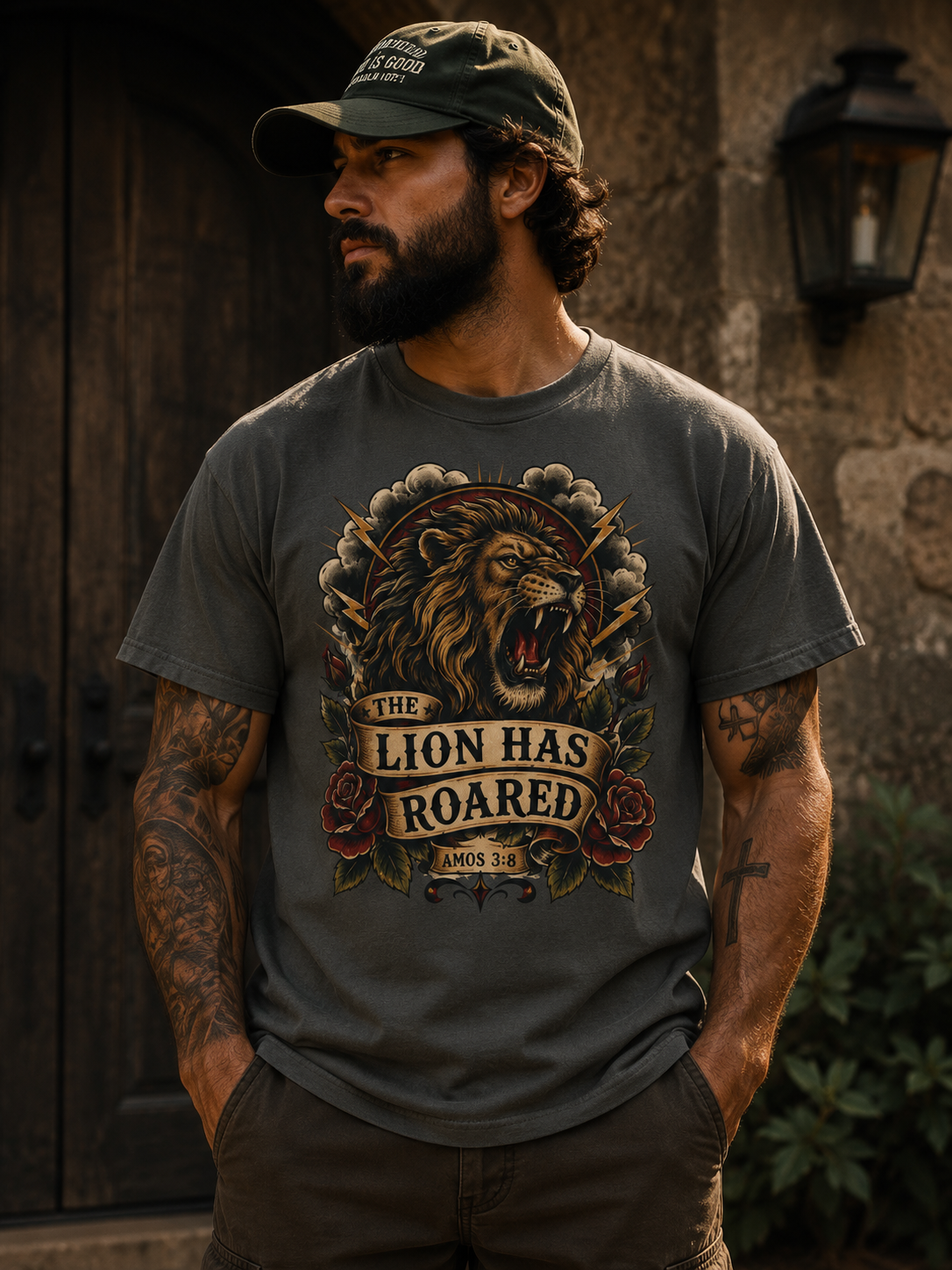 The Lion Has Roared Tee — Lion of Judah Christian Tattoo Shirt