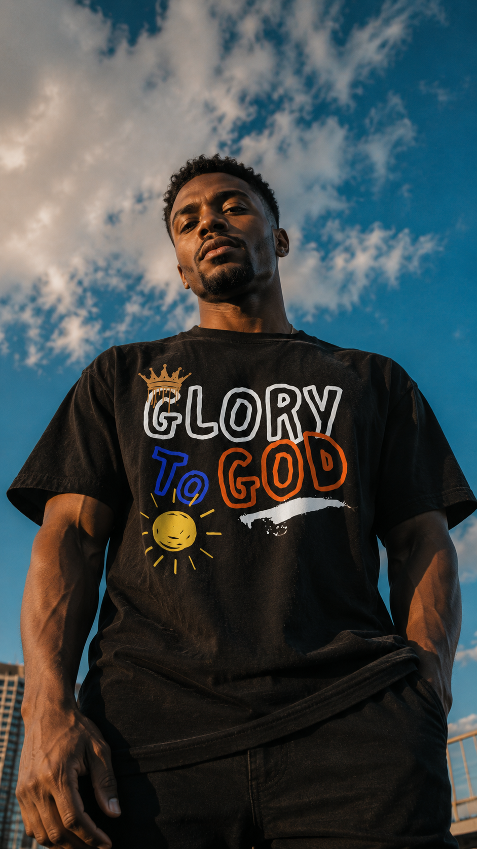 Glory to God T-Shirt — Comfort Colors 1717 Graffiti Christian Tee for Men | Romans 11:36
