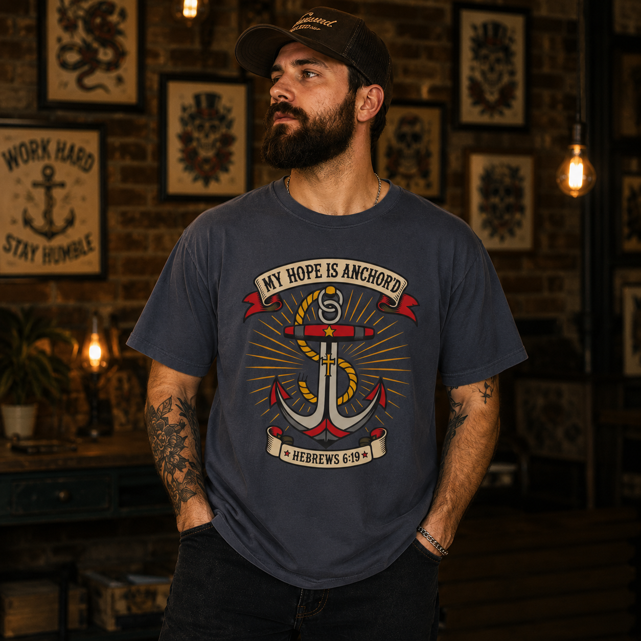 My Hope Is Anchored Anchor T-Shirt – Hebrews 6:19 Christian Nautical Tee