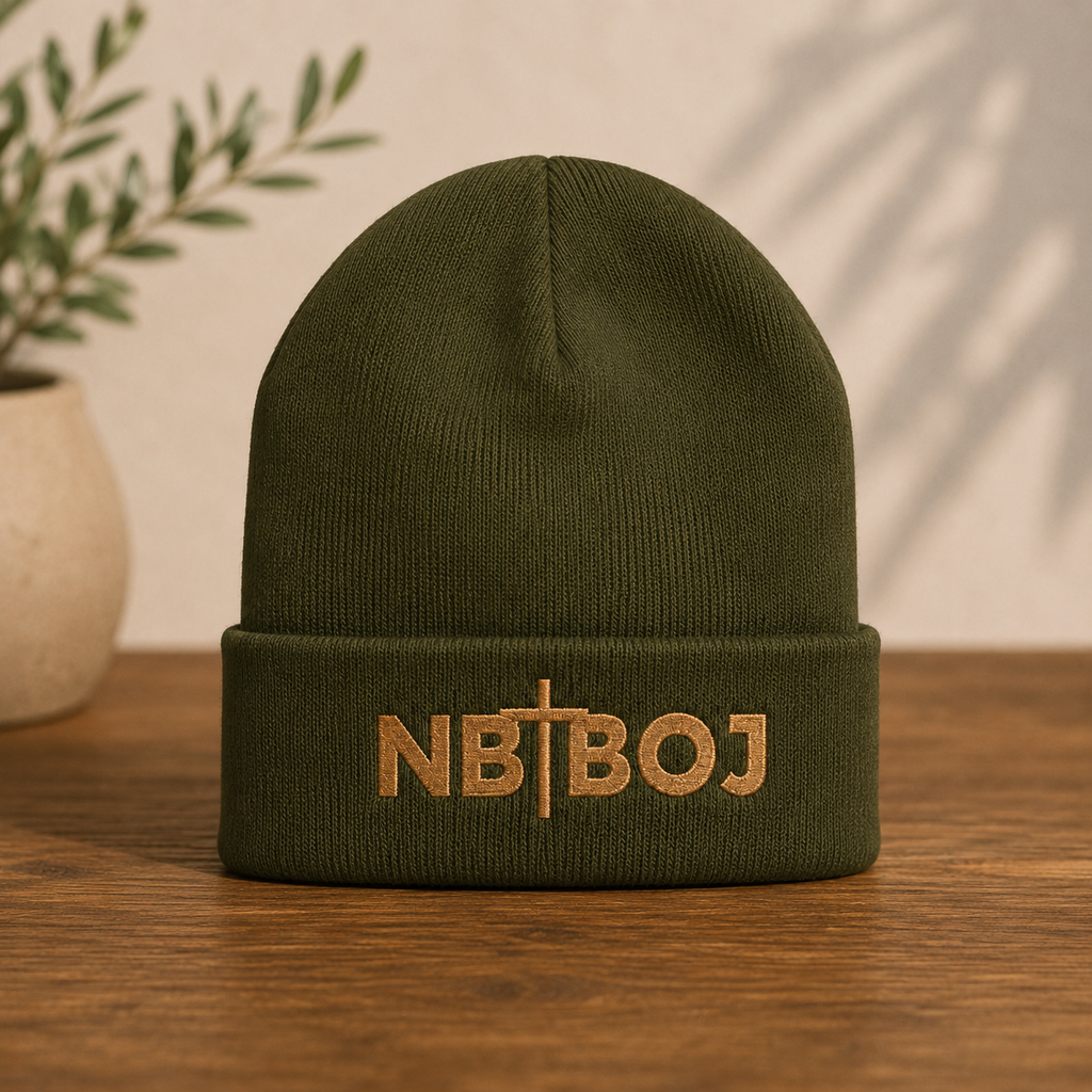 NBTBOJ Beanie — Nothing But the Blood of Jesus Embroidered Cuffed Beanie | Loud About God