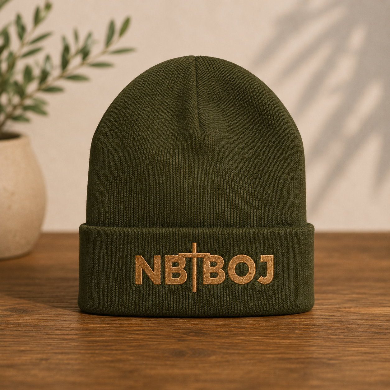 NBTBOJ Beanie — Nothing But the Blood of Jesus Embroidered Cuffed Beanie | Loud About God
