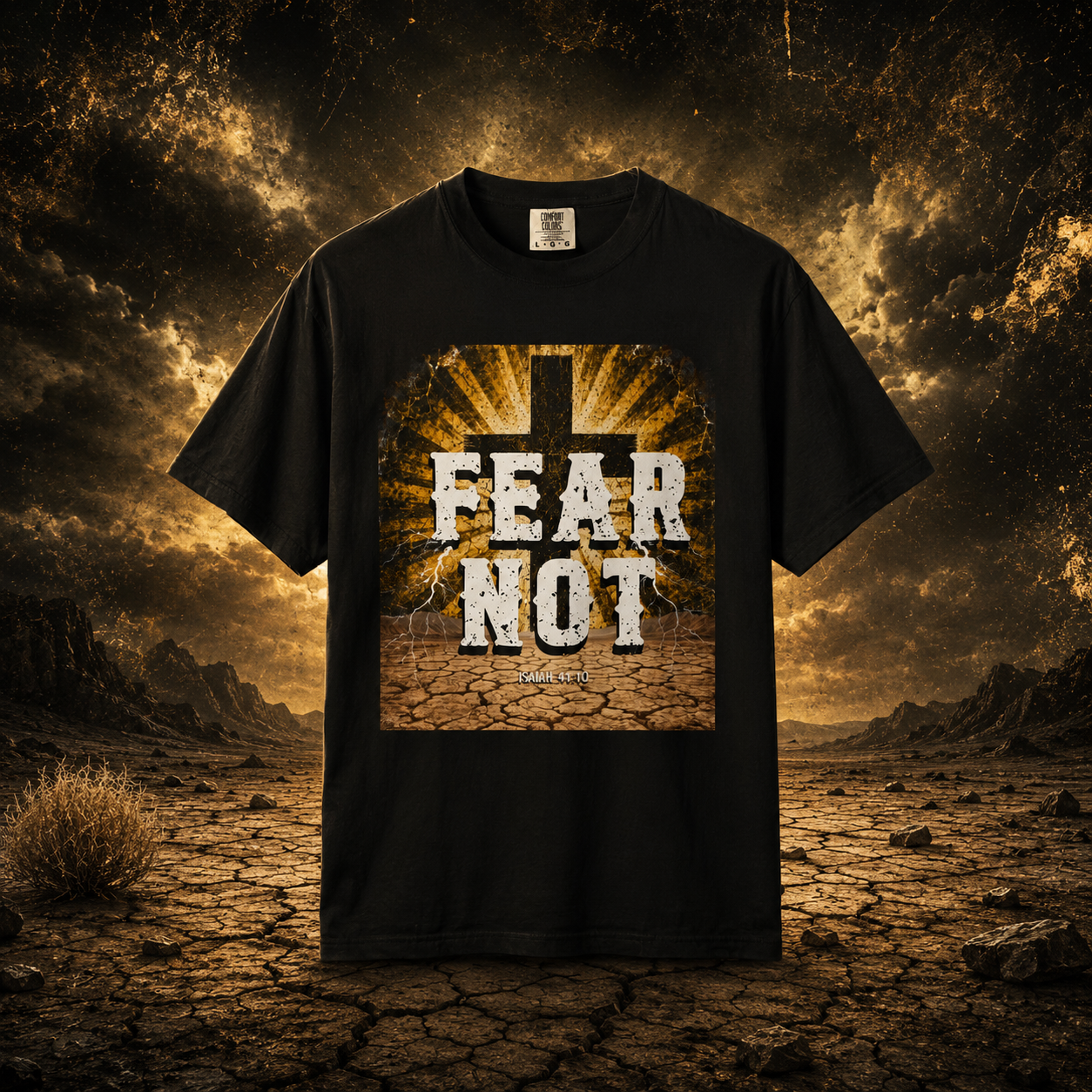 Fear Not Tee — Isaiah 41:10 Distressed Cross Comfort Colors T-Shirt