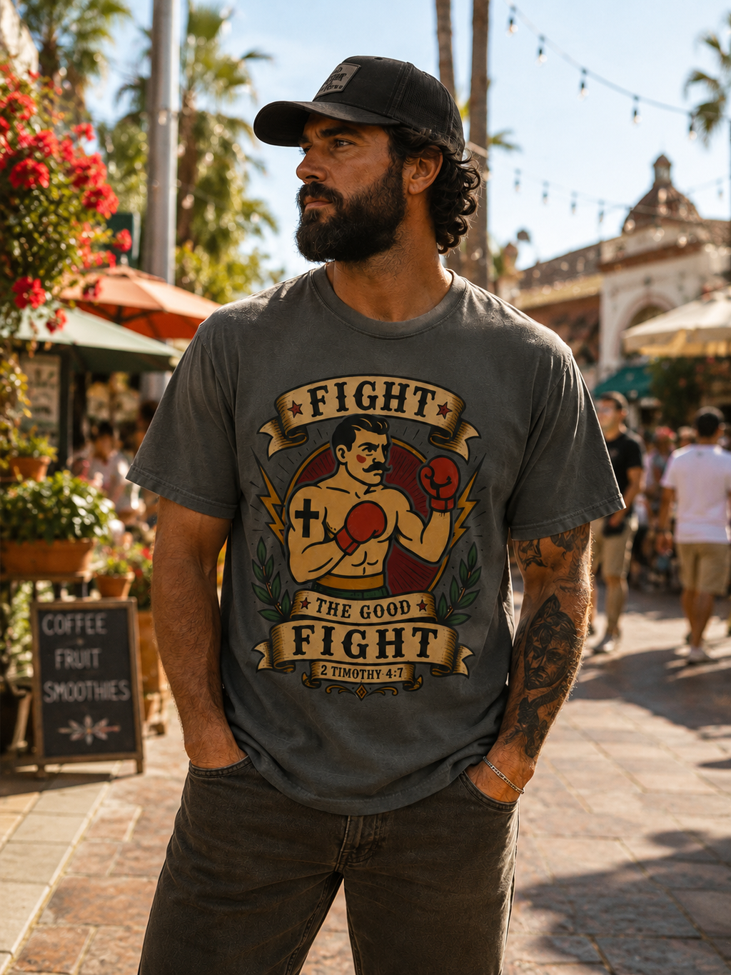 Fight the Good Fight Tee — Christian Tattoo Shirt