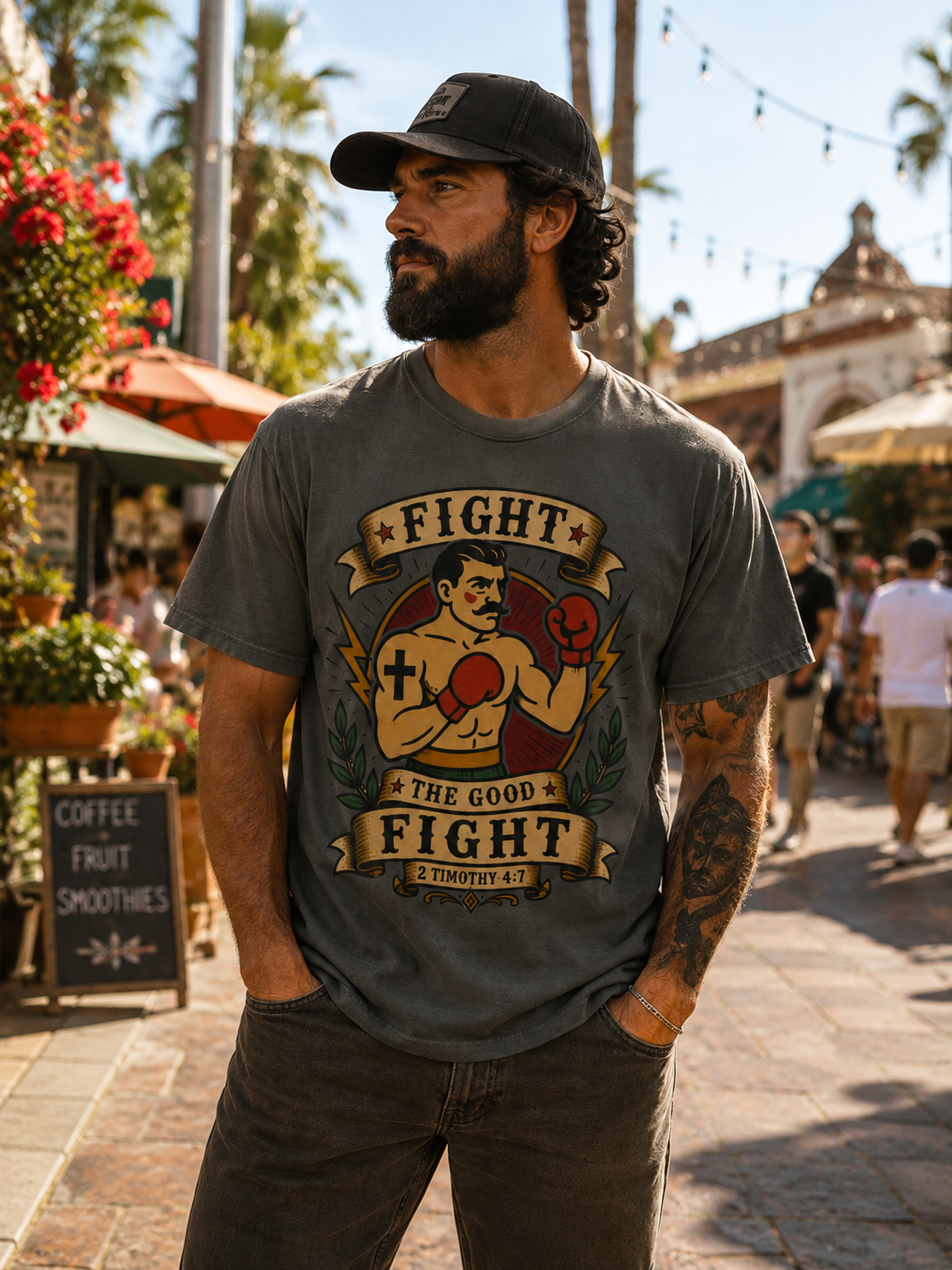 Fight the Good Fight Tee — Christian Tattoo Shirt