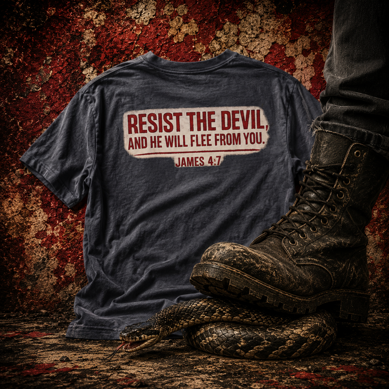 Not Today Satan Tee — James 4:7 Front & Back Spiritual Warfare T-Shirt